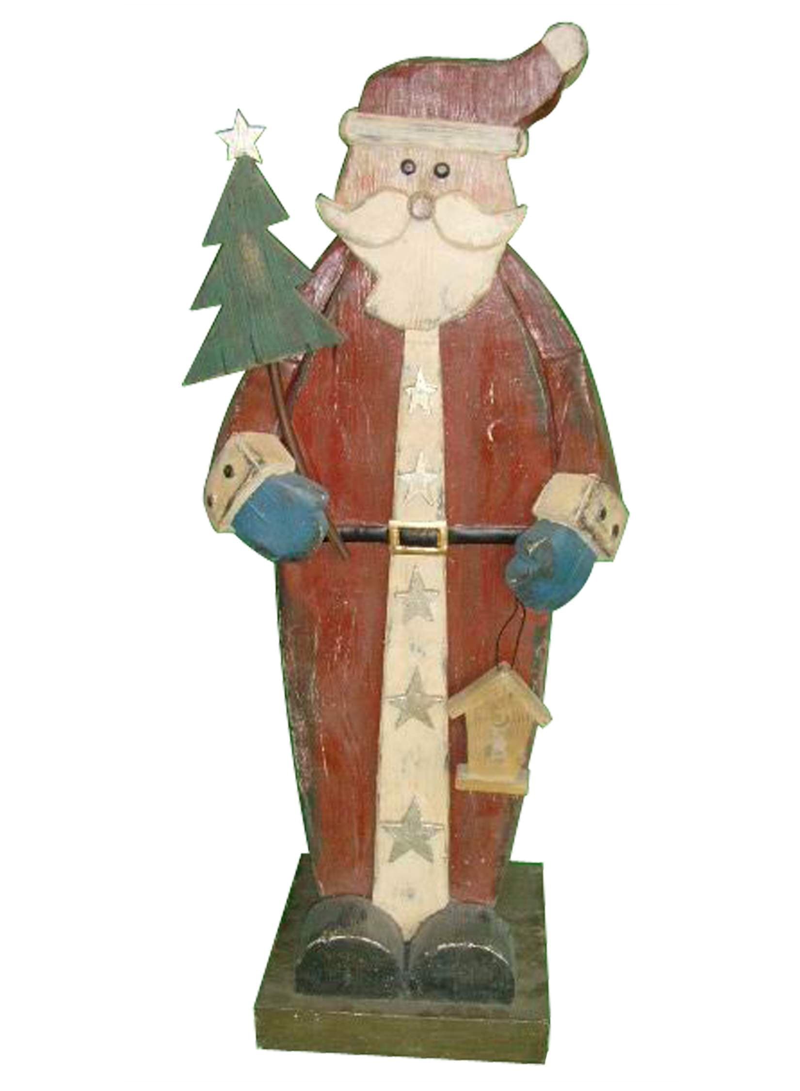 HomeView Design Santa Woodland Design Holding Christmas Tree Figurine