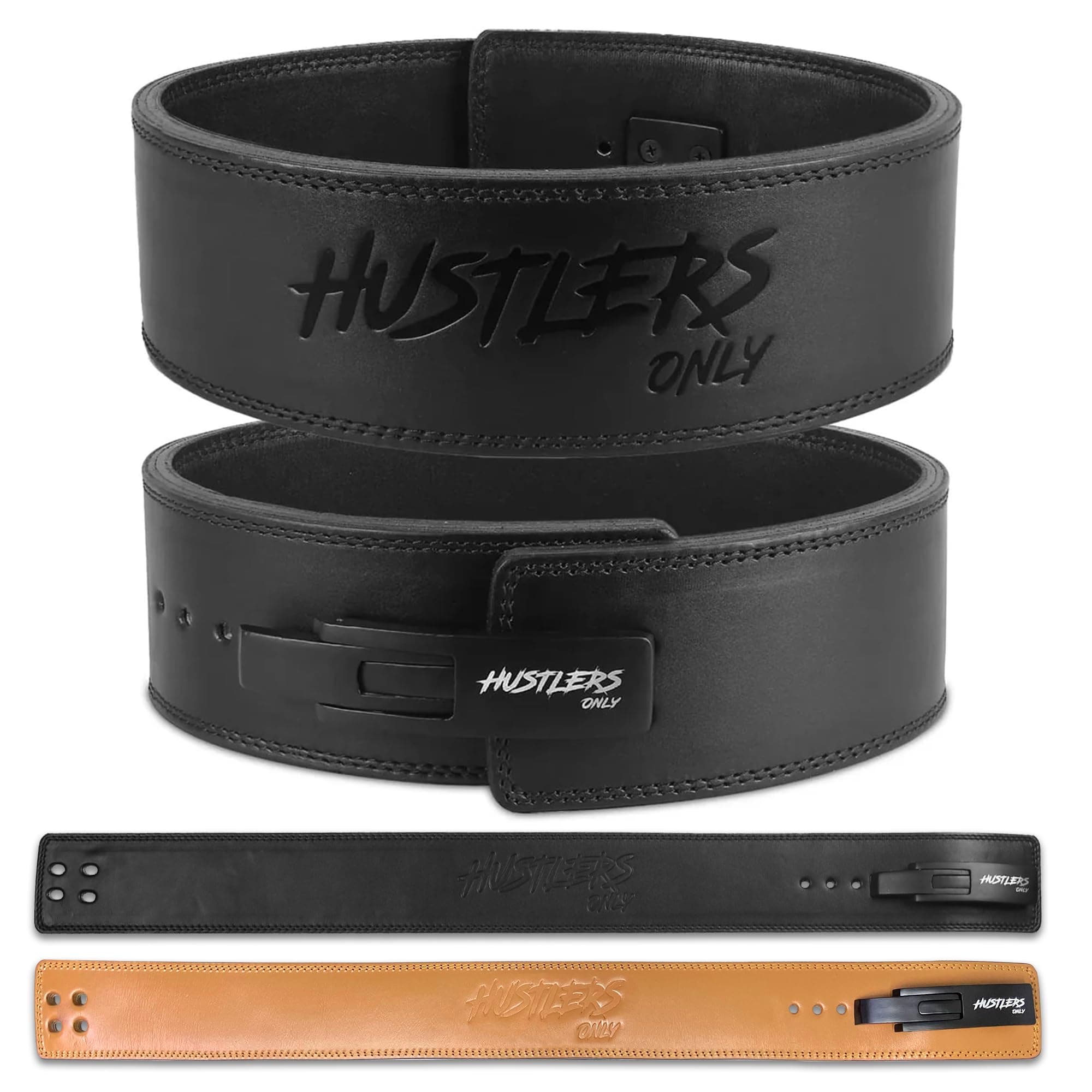 Hustlers Only Weight Lifting Belt with Lever Buckle Genuine Leather Gym Belt for Deadlift, Power Lifting, Bodybuilding, Workout Belt 10mm thickness for Back Support, Lifting Belt for Men and Women