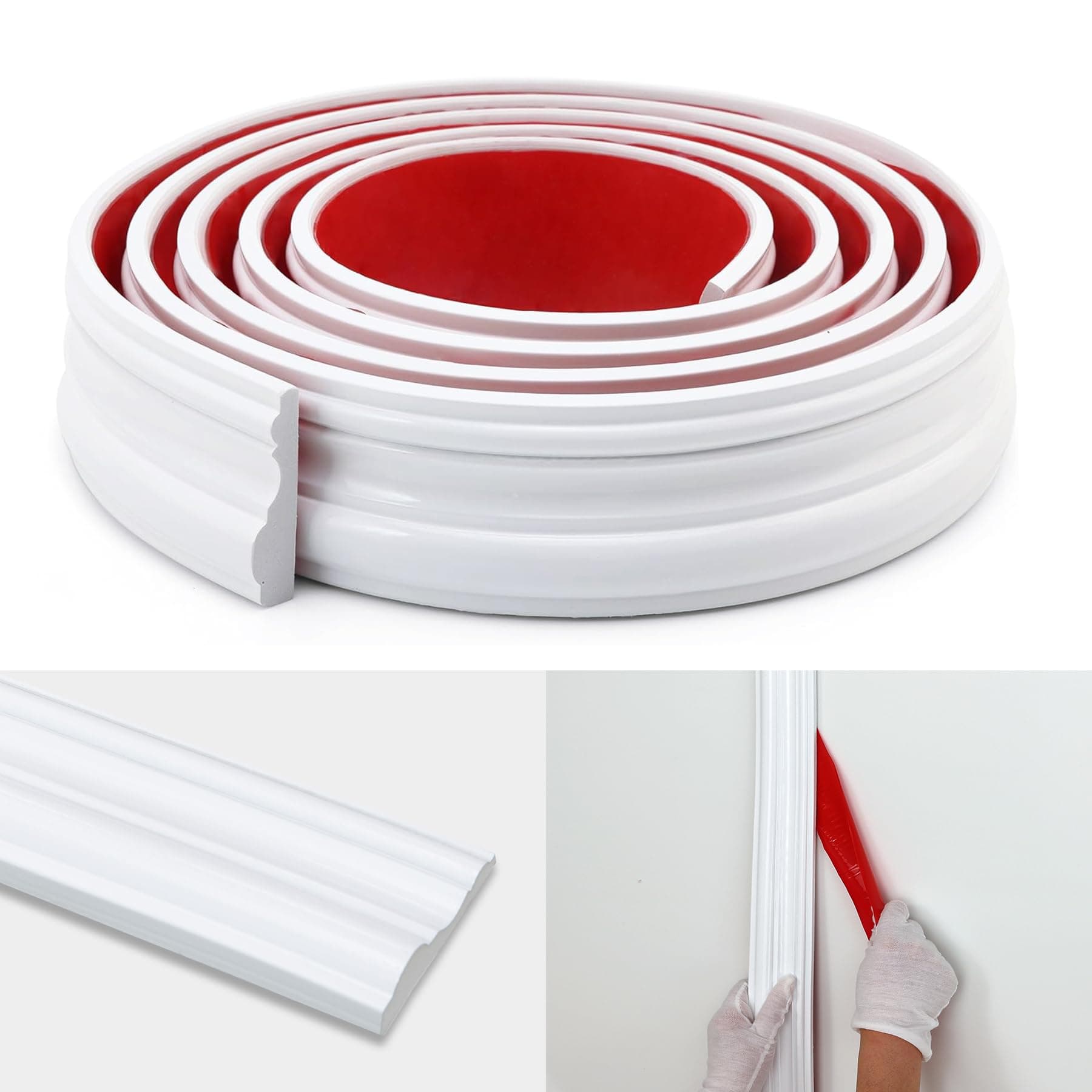 Peel and Stick Wall Molding Trim, Flexible Chair Rail Moulding Strip for Mirror Frame, Wall Protection and Home DIY Decoration (118'' x 2.4'')