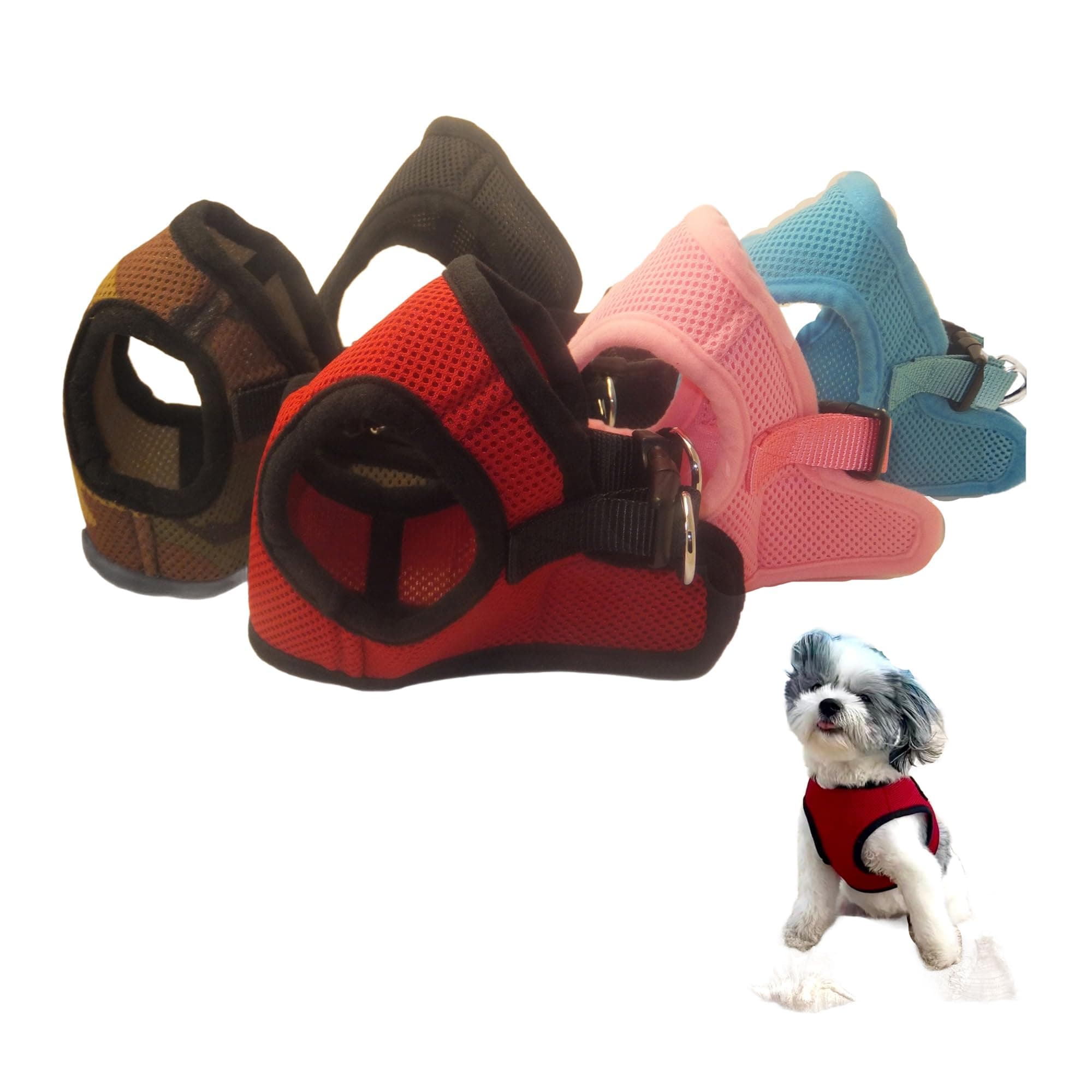 Teacup Dog Harness - XXS Dog Harness - Soft Mesh Step in Dog Harness No Pull - Adjustable Dog Harness - Dog Harness Small Size Dog 2-25 lbs Mini, Toy Yorkie (Red, SM 12.5"-13.5" 5-6.5 lbs)