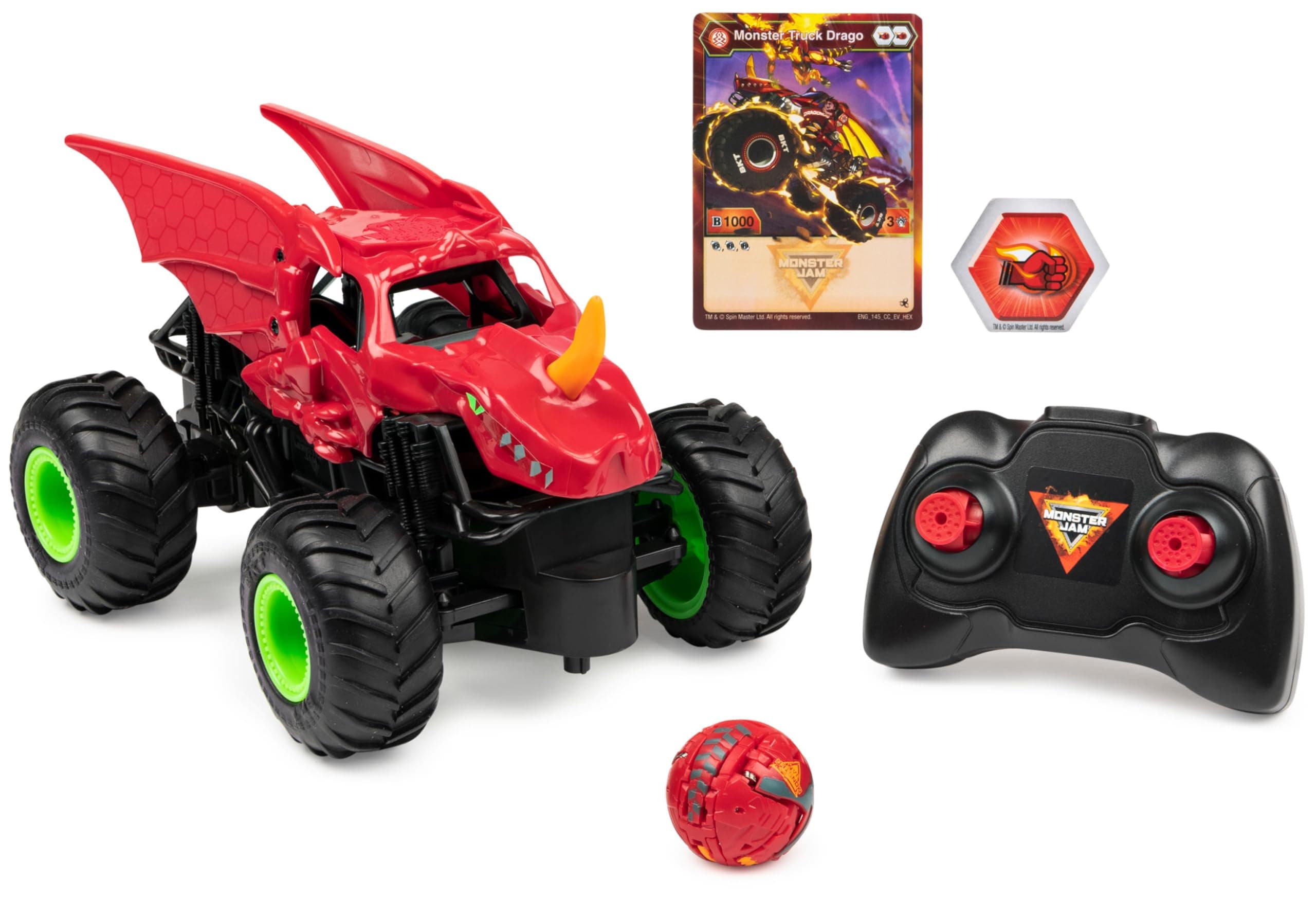Monster Jam, Bakugan Dragonoid Remote-Control Monster Truck, 1:24 Scale, Festive Christmas Toy Gift Ideas for Boys and Girls, Kids Toys for Ages 4 and up