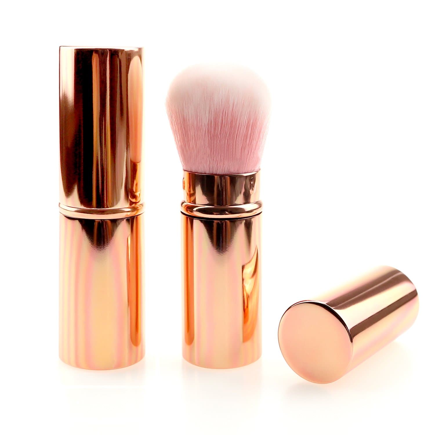 Make up Brush Retractable Rosegold/Gradient/Black/Pink Blush Brushes Soft Mineral Foundation Powder Brushes (rosegold)