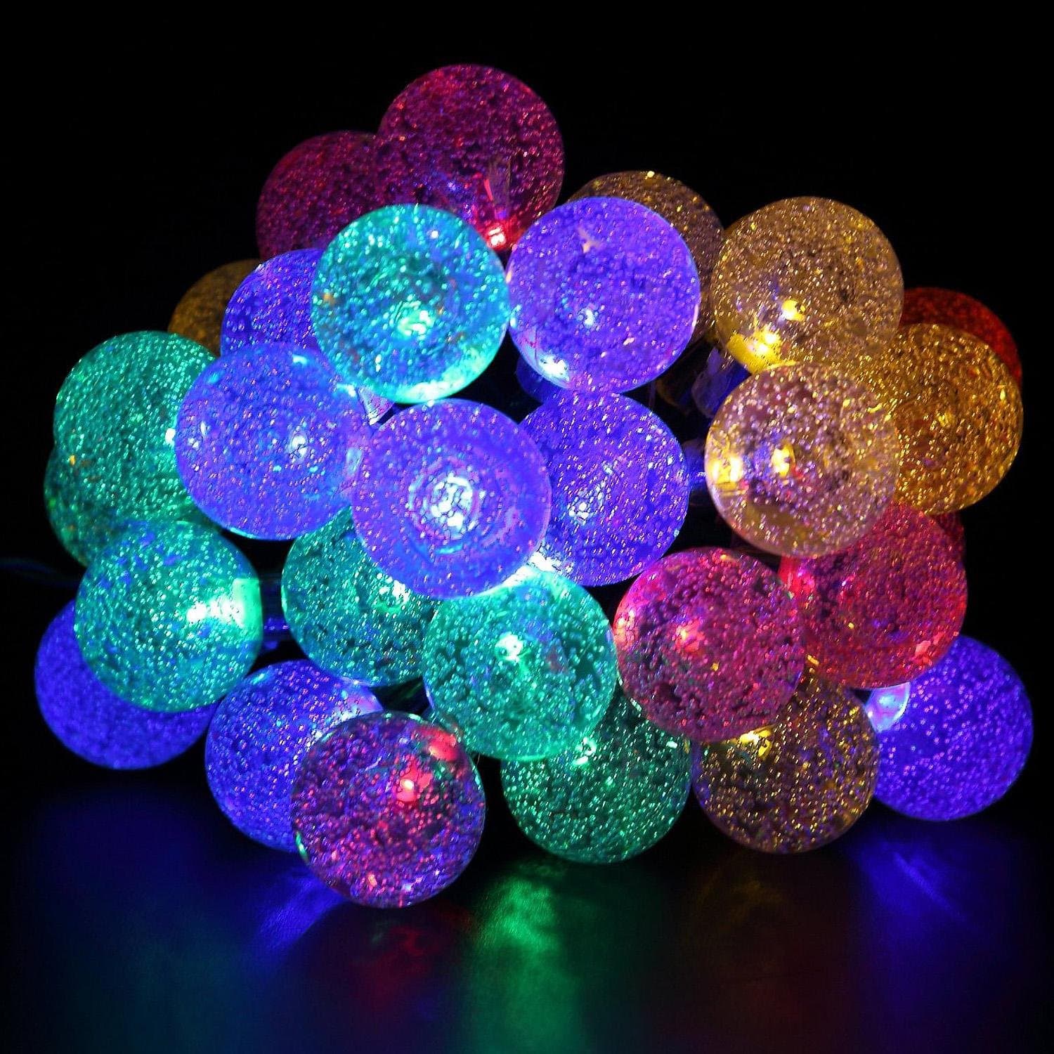 Stoog Solar Bubble Light String Waterproof 6M 30 LED Crystal Ball Lights Globe Fairy Lights for Courtyard Gardens Homes Patio Lawn Wedding Halloween Christmas Party and Holiday Decorations(Colorful)