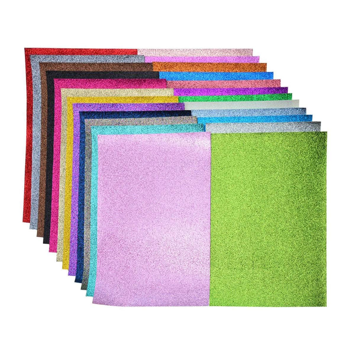 Glitter Fabric Faux Leather Sheets- 24 Pieces Assorted Colors A5 Size(8X6 Inch)Shiny Glitter Canvas Sheets for Bows, Earrings, Hair Accessories Making(24 Colors, Each Color One Sheet)