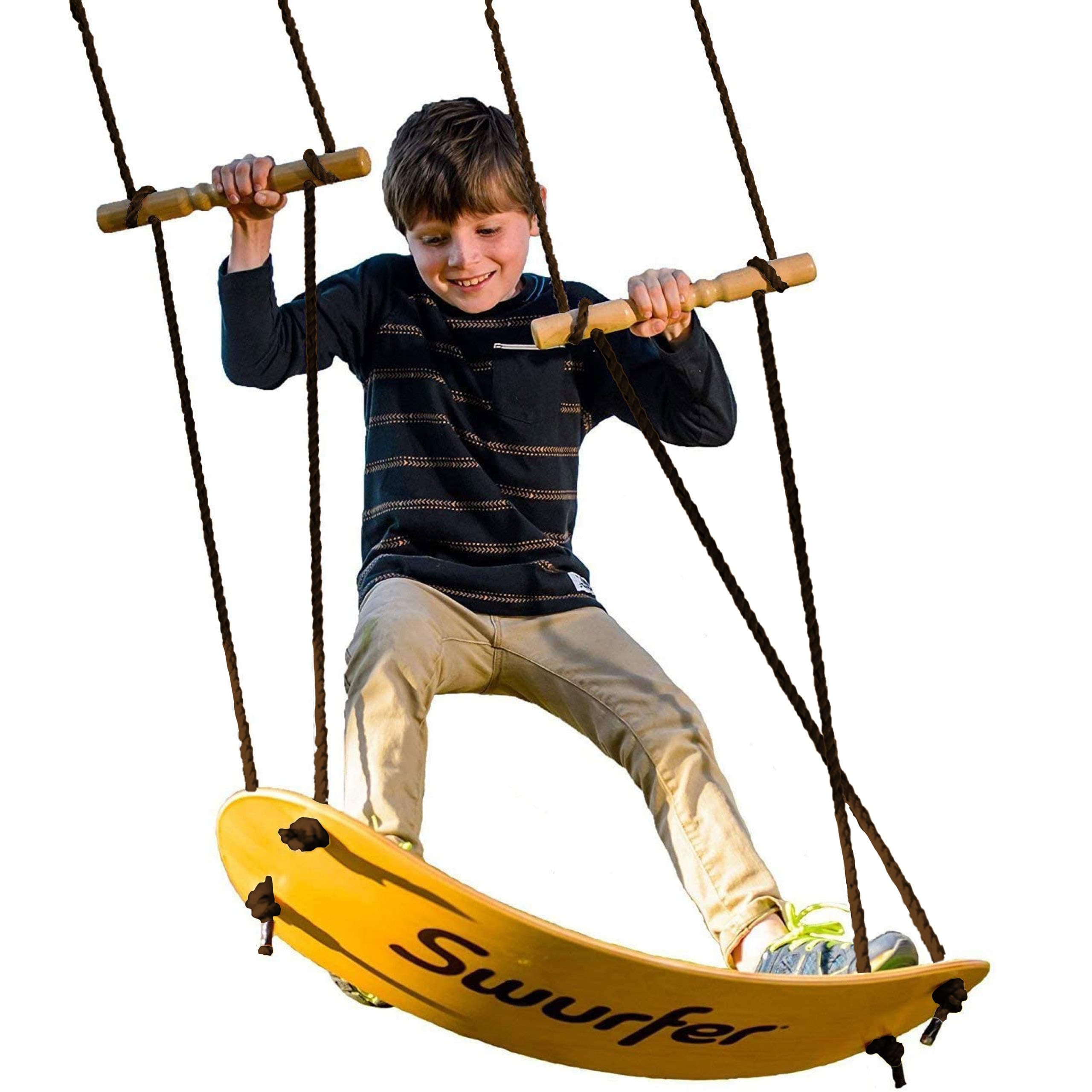 SwurferStand Up Tree Swing, Swingset Outdoor Play with Adjustable Handles For Kids, Durable, Weatherproof, Easy Installation, 200lbs, Ages 6 and Up