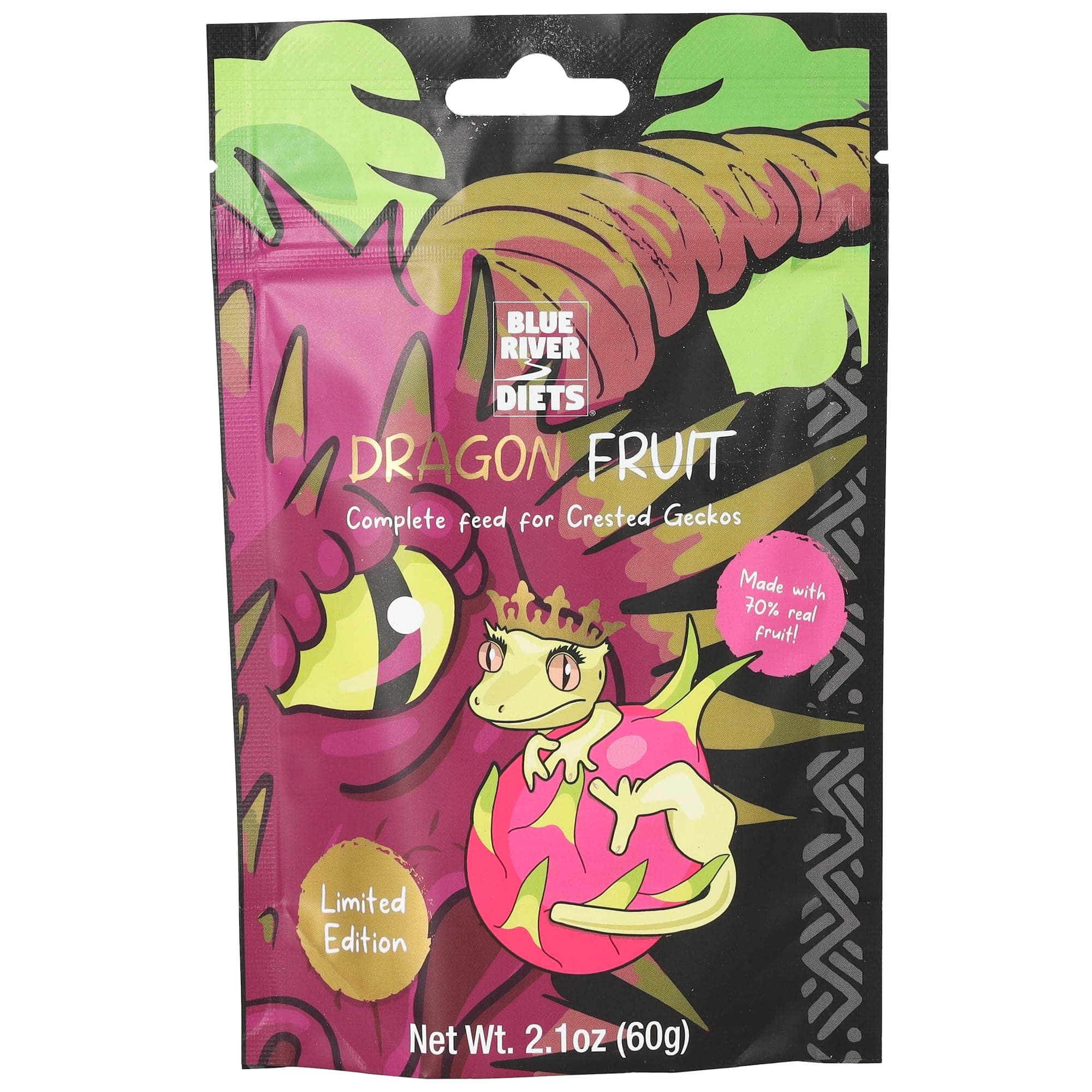 Crested Gecko Diet | Dragon Fruit Limited Edition | All Natural Low Fat Complete Gecko Food | 2.1oz