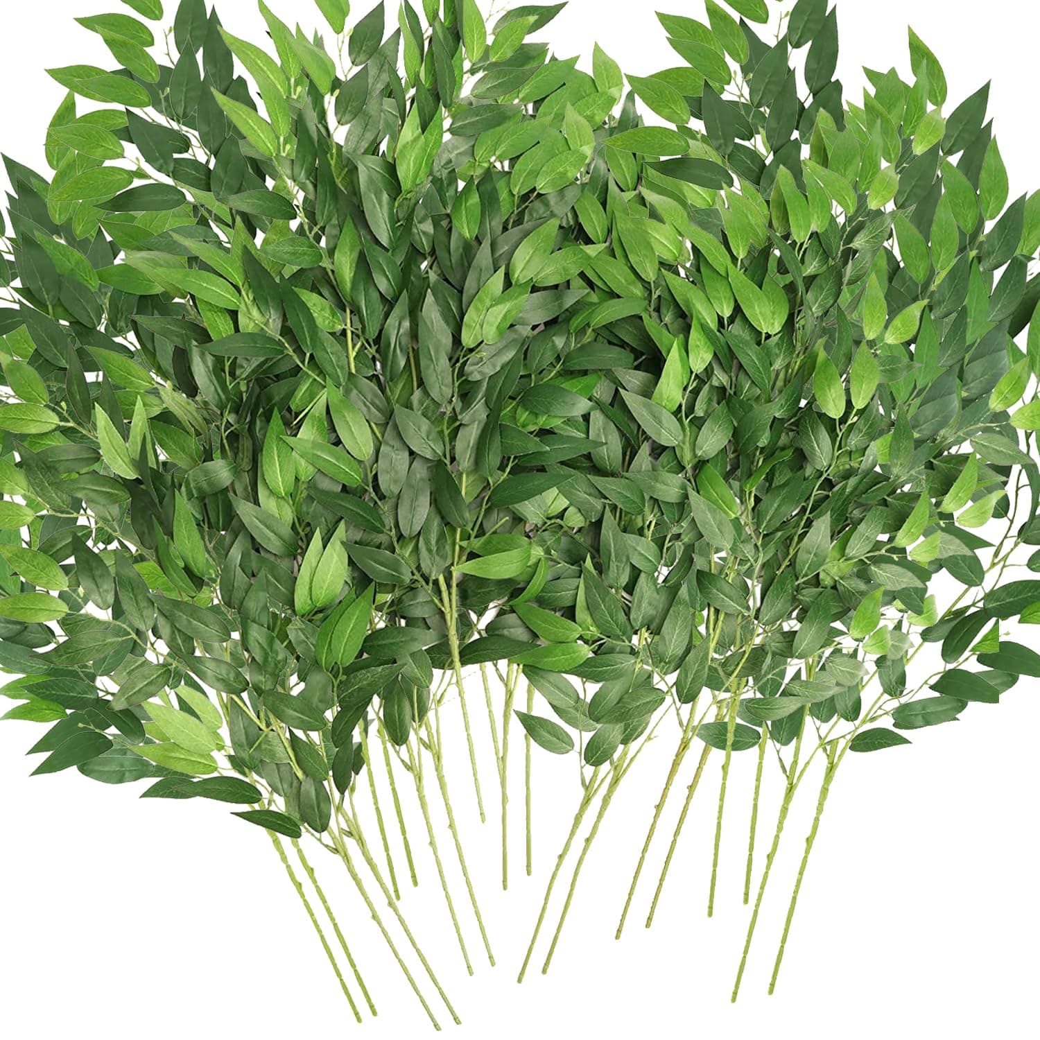 Artificial Italian Ruscus Greenery Stems, 20 Pack Faux Green Leaf Garland Branches Hanging Greenery Spray for Wedding Bouquet Arch Table Centerpiece Home Decor