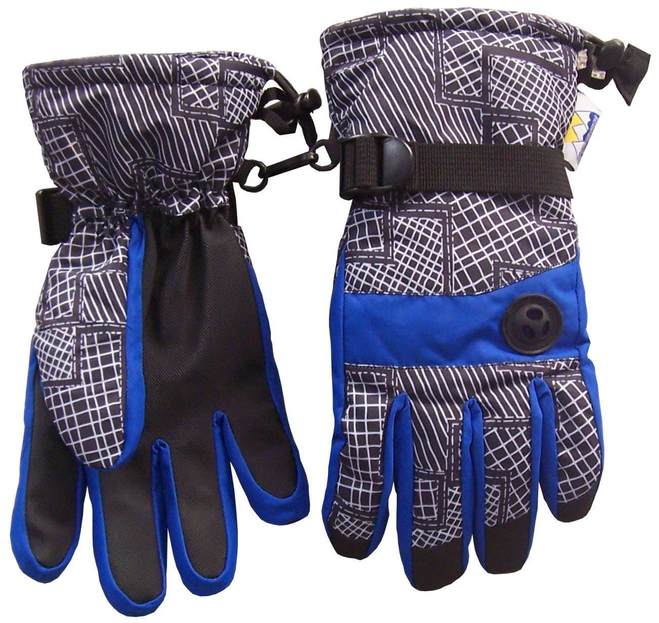 N'ice Caps Boys Thinsulate and Waterproof Geo Lines Print Ski Glove (4-5yrs, royal/grey)