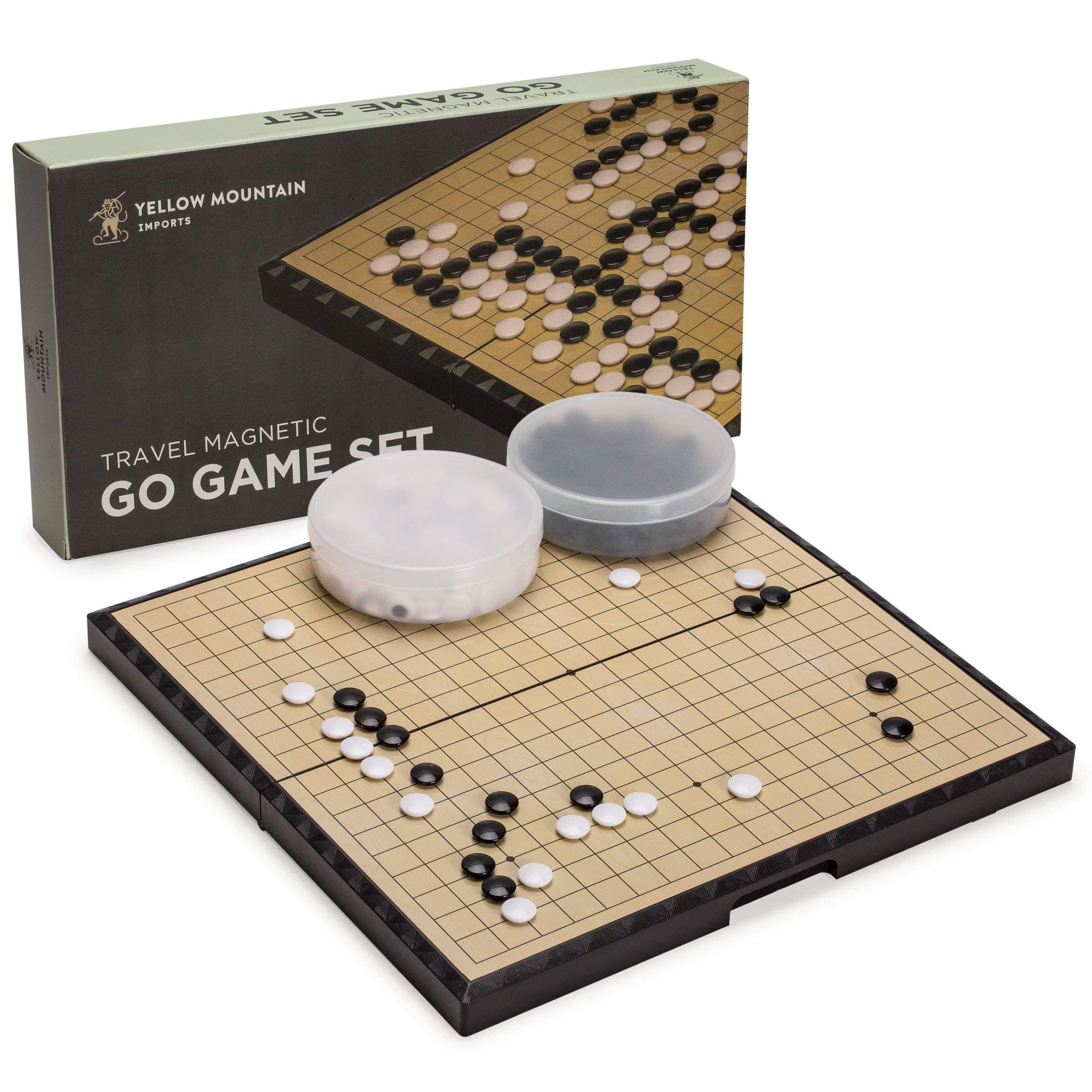 Yellow Mountain Imports Magnetic Go Game Set with Go Board (14.7 Inches x 14.6 Inches) and Single Convex Plastic Stones