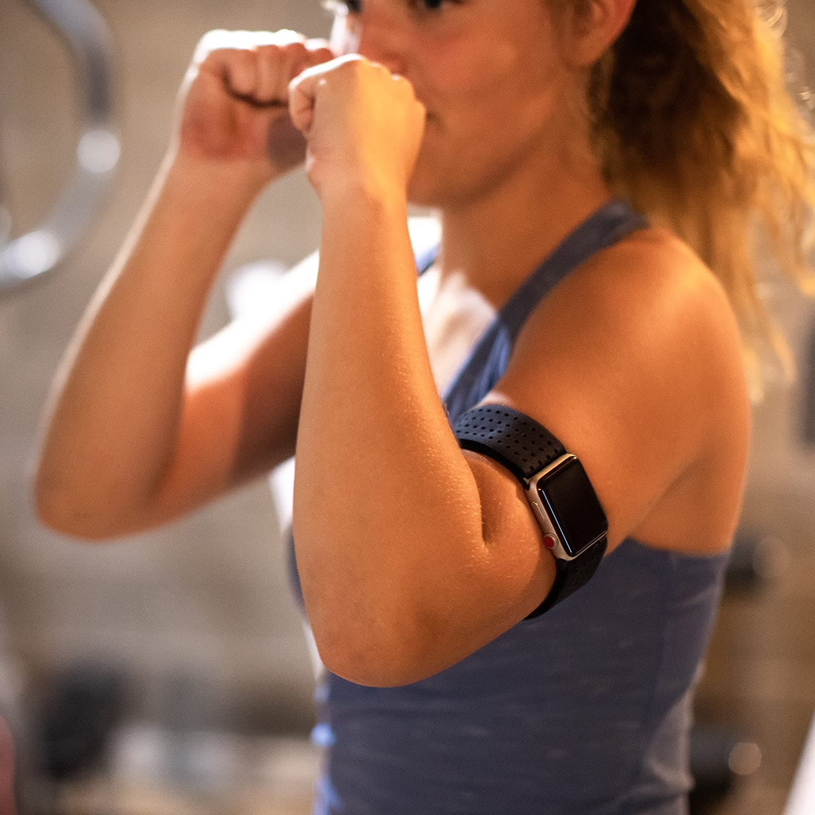 Tefeca Black Mesh Lycra Breathable Sport Loop Armband/Ankle Band Compatible with Apple Watch Ultra/Ultra2 49mm, Series 10 46mm, Series 9/8/7 45mm,SE2/SE/6/5/4 44mm