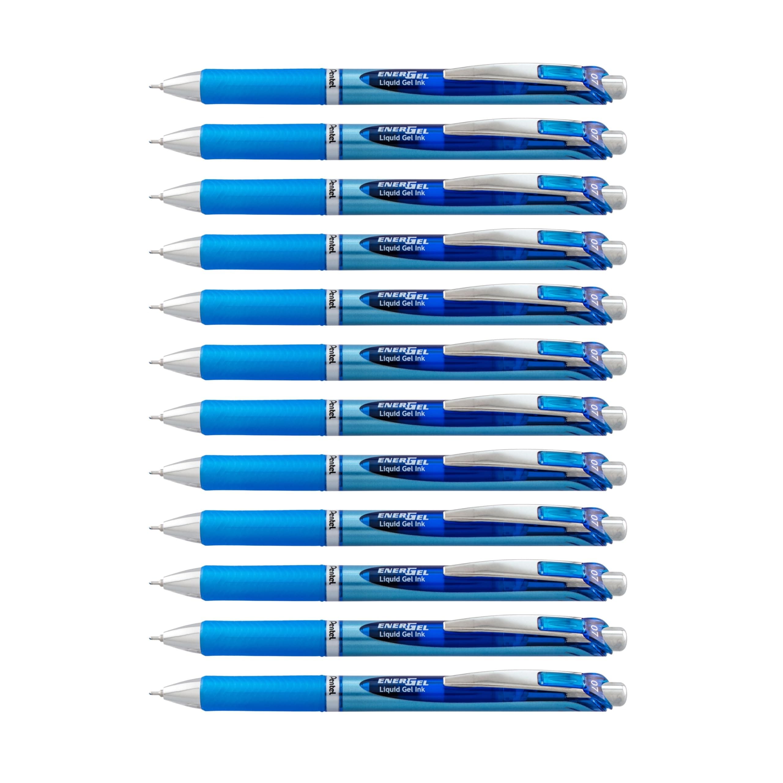 EnerGel Deluxe RTX Retractable Liquid Gel Pen, Medium Line, Needle Tip, Blue Ink, Box of 12 (BLN77-C), 0.7mm needle