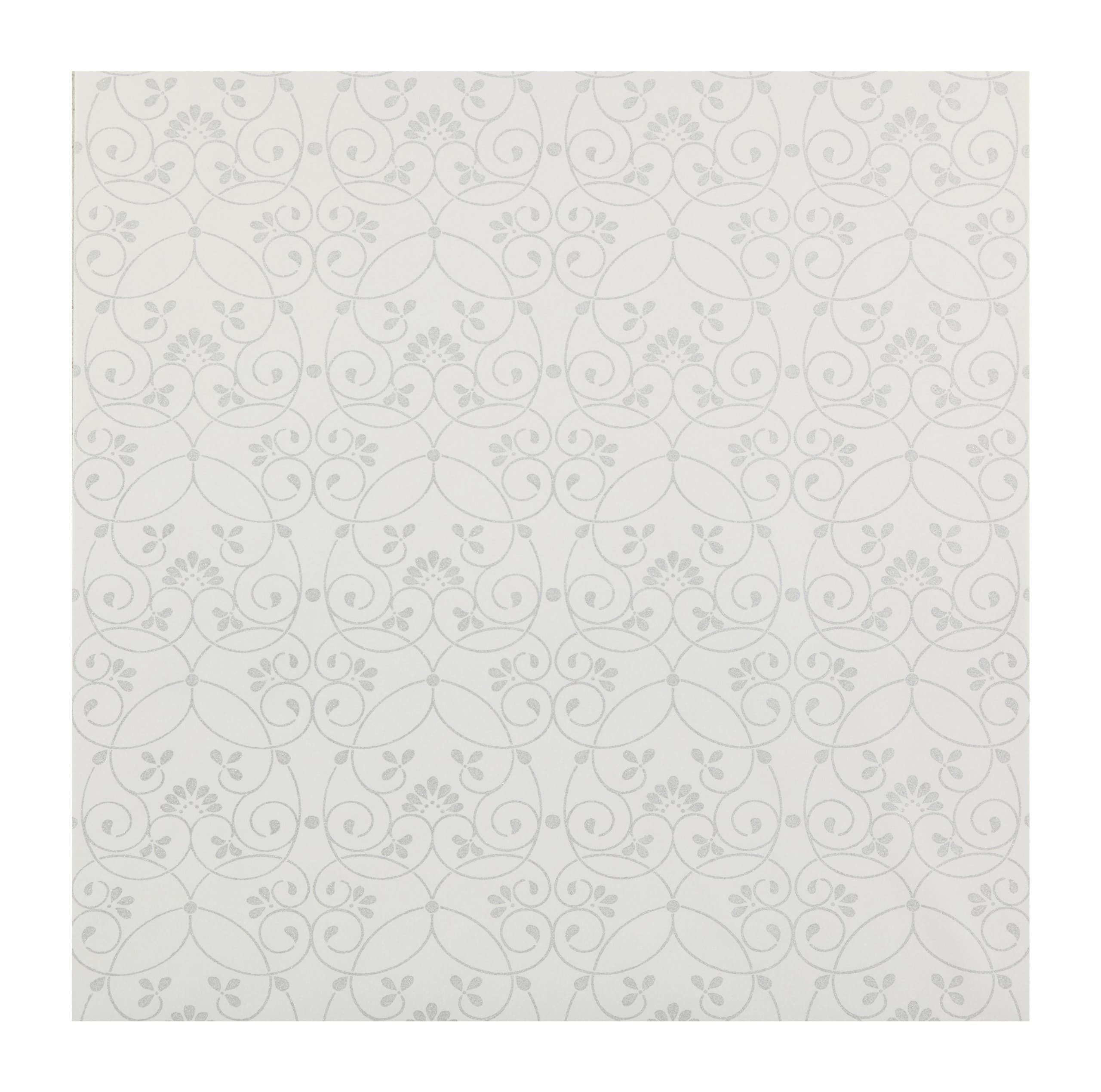 York Wallcoverings JE3554 Friends Forever Glitter Scroll Pre-Pasted Removable Wallpaper, White