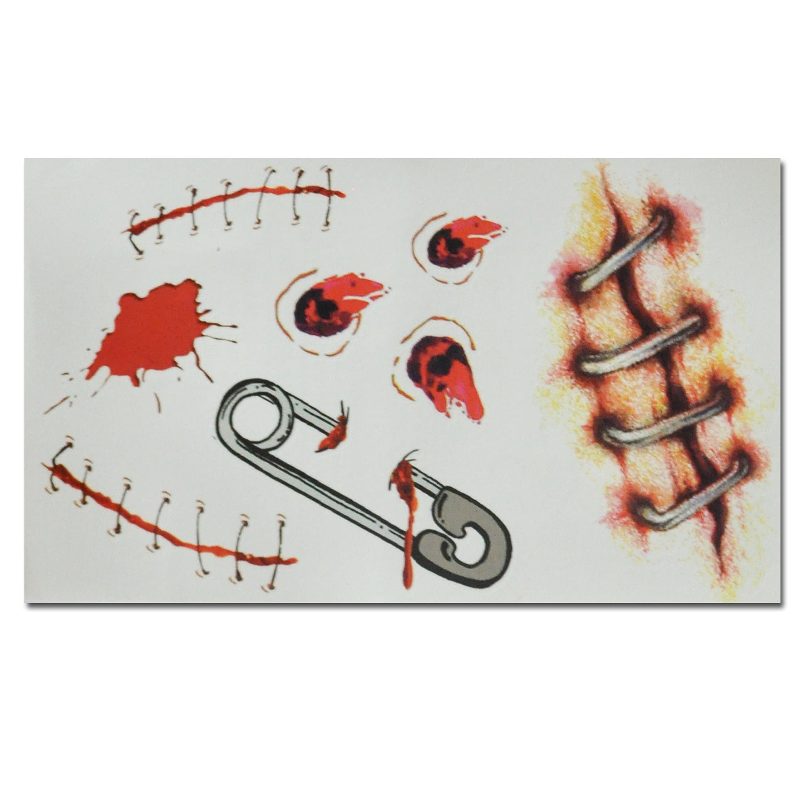 TME Halloween Zombie Bullet Holes Zip Scars Water Transfer Temporary Tattoos (1 Sheet)