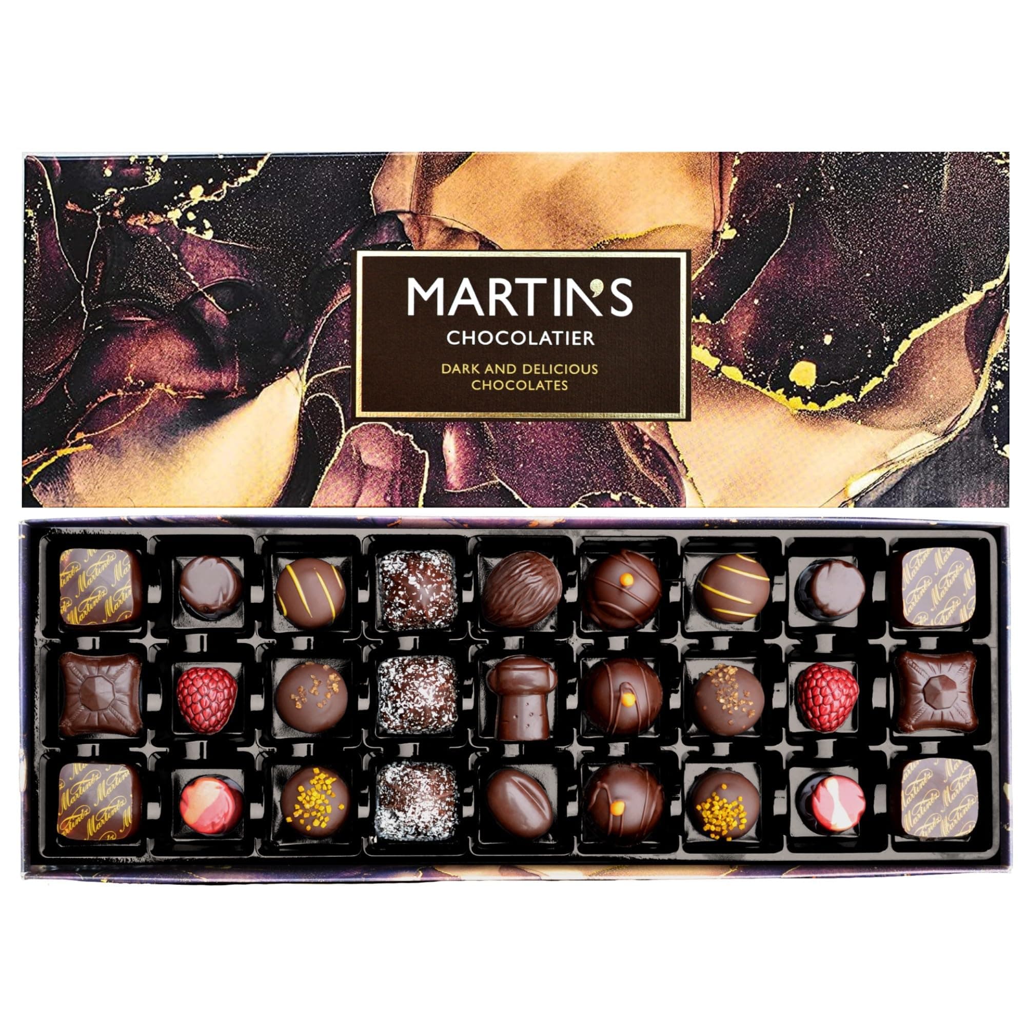 Martin's Chocolatier Dark & Delicious Signature Collection | 27 Luxury Chocolates Gift Box | Selection of Fine Chocolates Including Belgian and Dutch Chocolates.