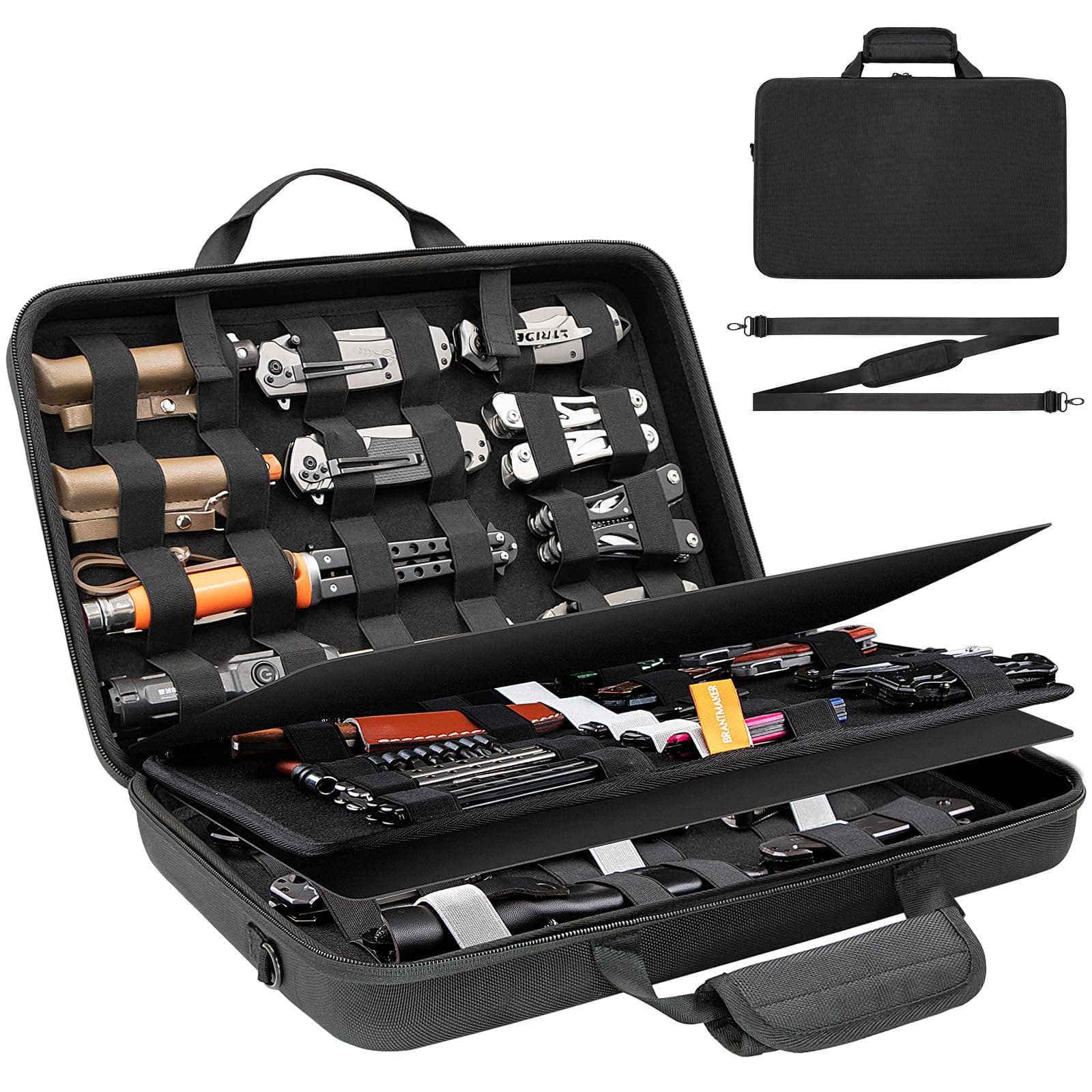 Knife Display Case, Knife Case for 61+ Pocket Knives, Collection Box with Portable Shoulder Strap, Knife Storage Items (Box Only)