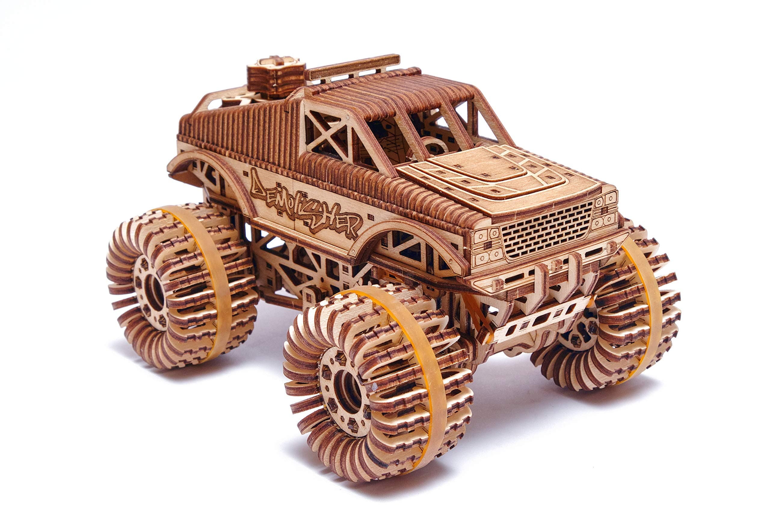 Wood Trick Monster Pickup Truck Car 3D Wooden Puzzle - Course up to 5m - Building Truck Model Kit for Adults and Children