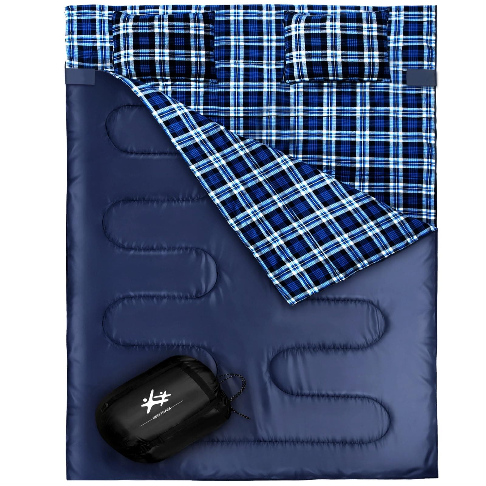 BESTEAM Sleeping Bag, Cool & Cold Weather for Backpacking, Hiking, Family Camping. Queen Size XL! Lightweight, Waterproof Sleeping Bags for Adults, Teens, Truck, Tent, Sleeping Pad