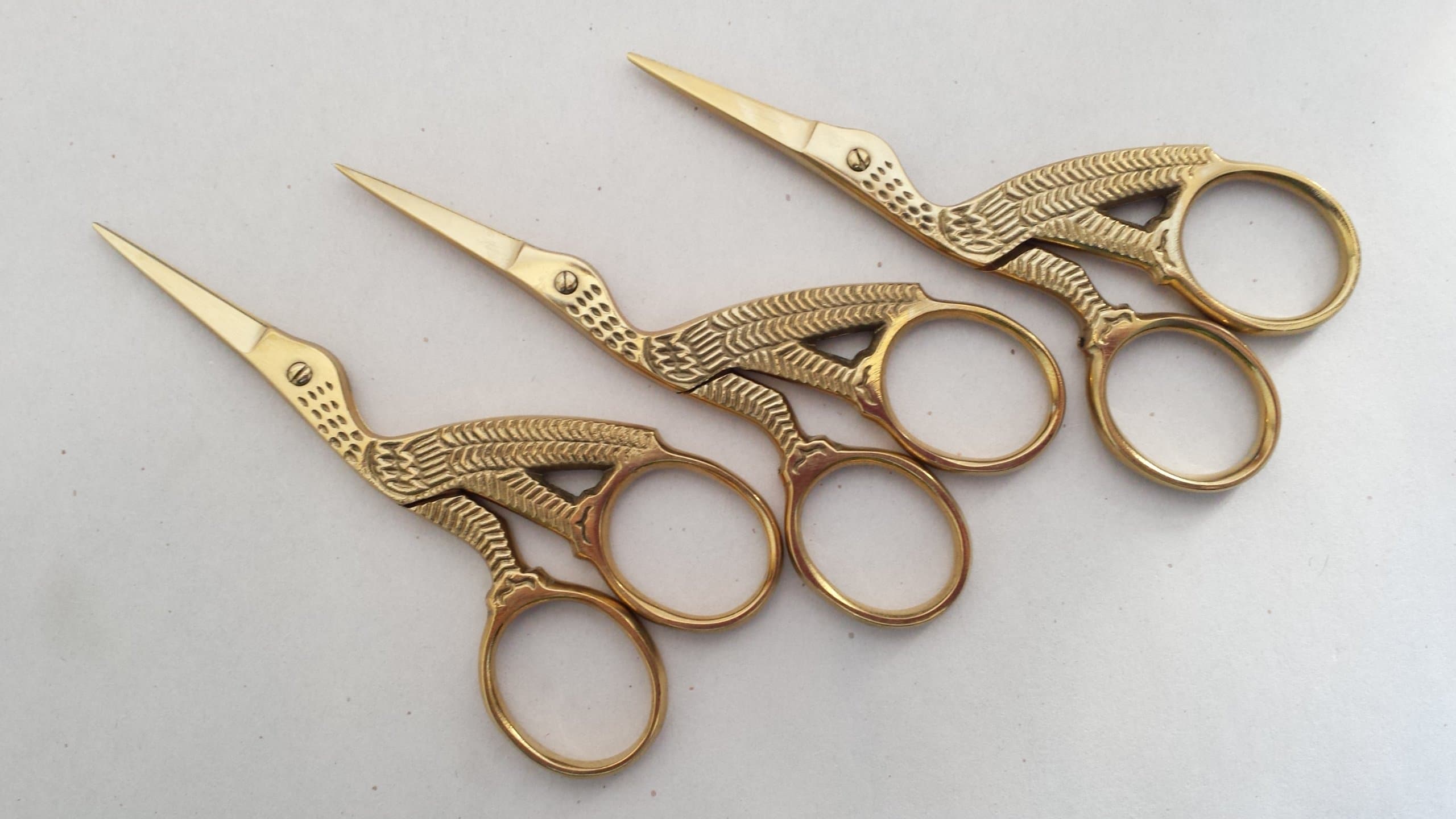 3X Stork Sharp Pointed Straight Blade Sewing-embroidery Scissors.