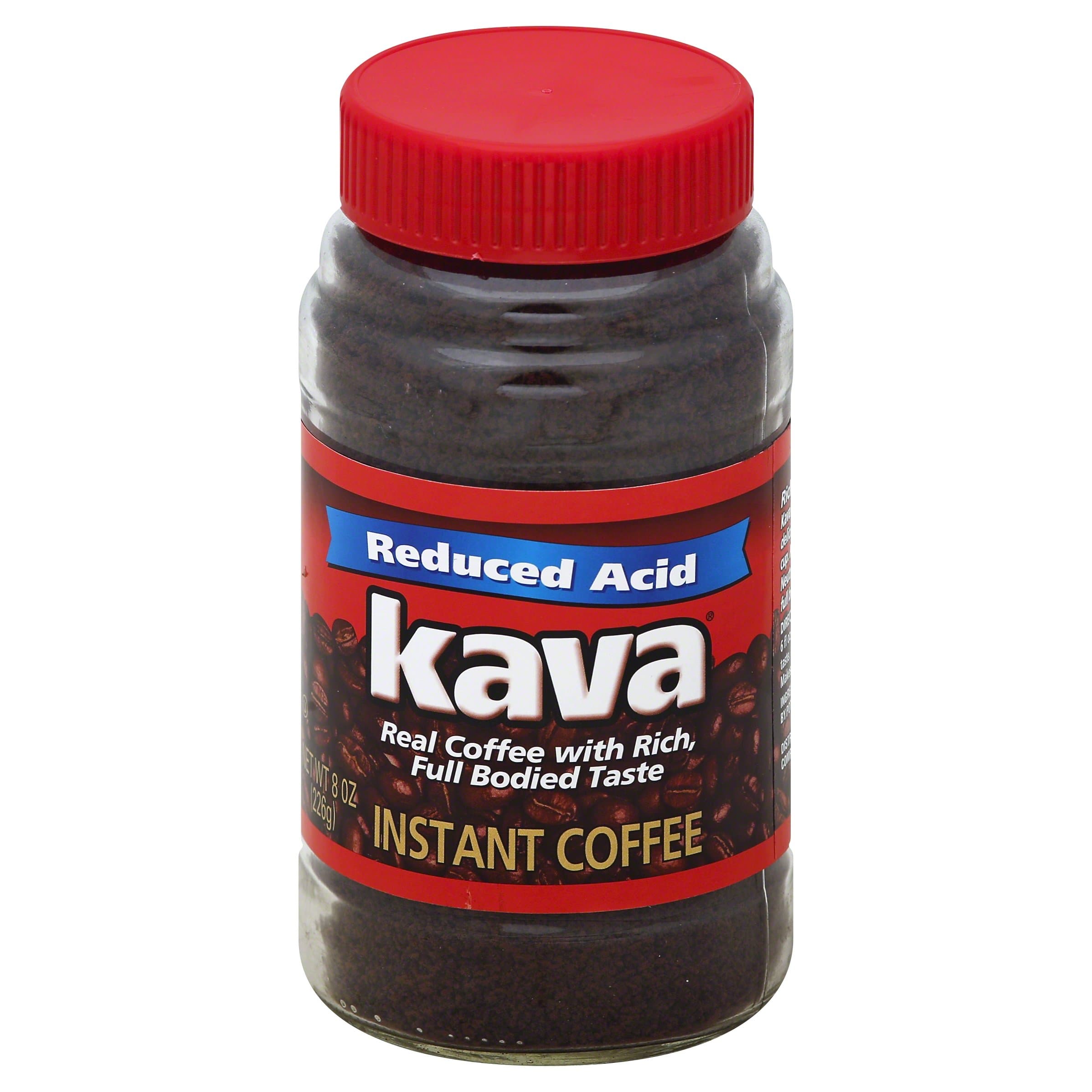 Kava Reduced Acid Instant Coffee, 8 Ounce Jars (Pack of 12)