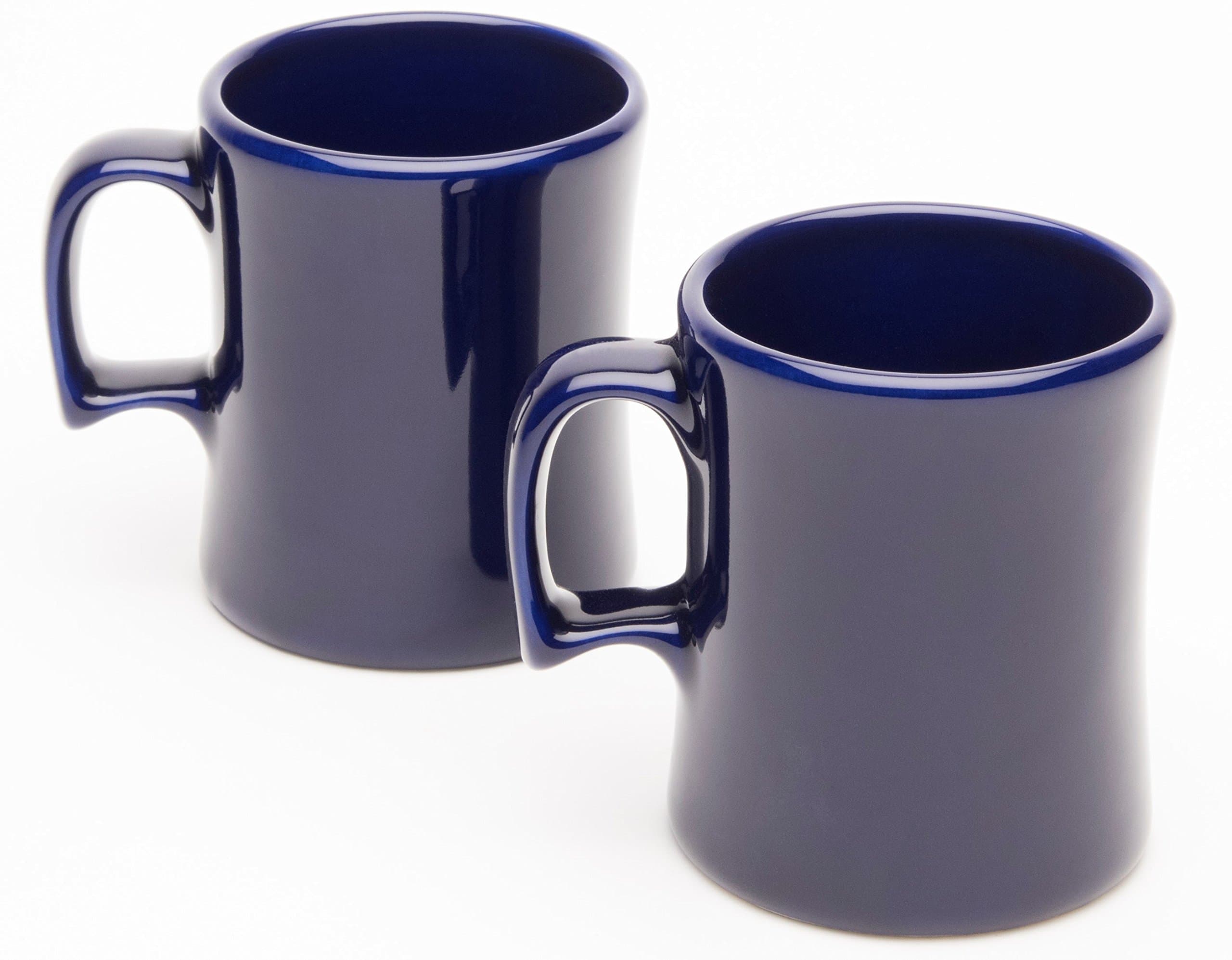American Mug Pottery Ceramic"Texas Tea Cup" Coffee Mug, Made in USA, Cobalt Blue, 16 oz - Pack of 2