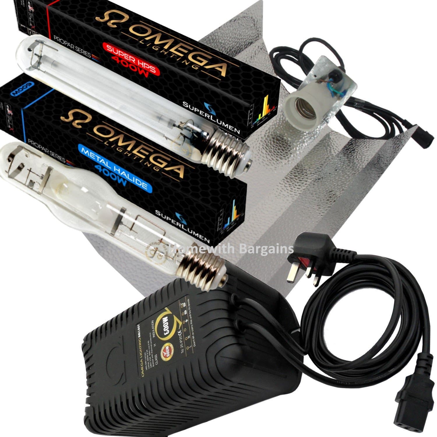 400w MH + SUPER HPS SonT Complete Twin Light Grow & Flower Kit Ballast Reflector