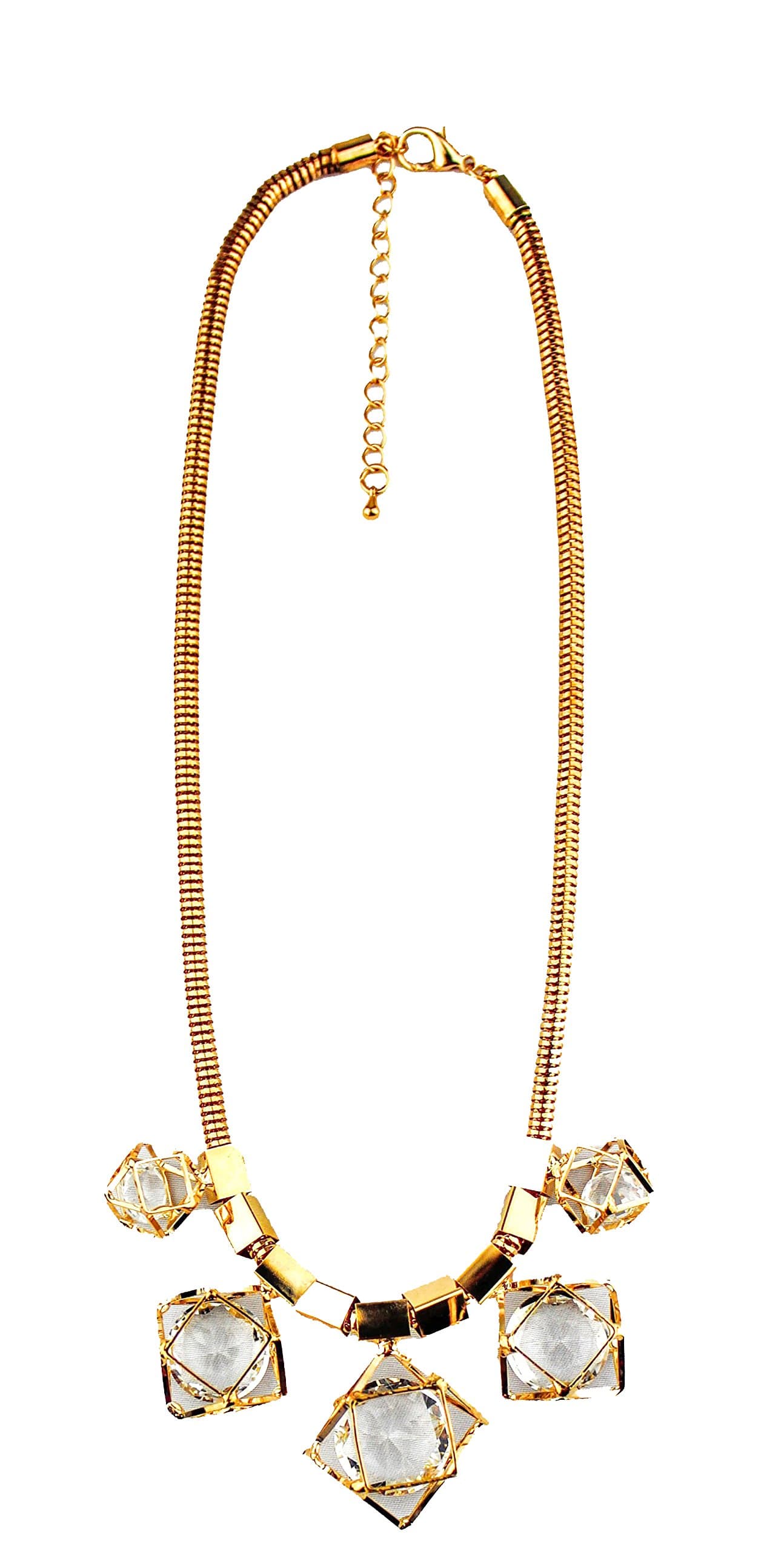 Pletora Crystal Dodecahedron Golden Necklace