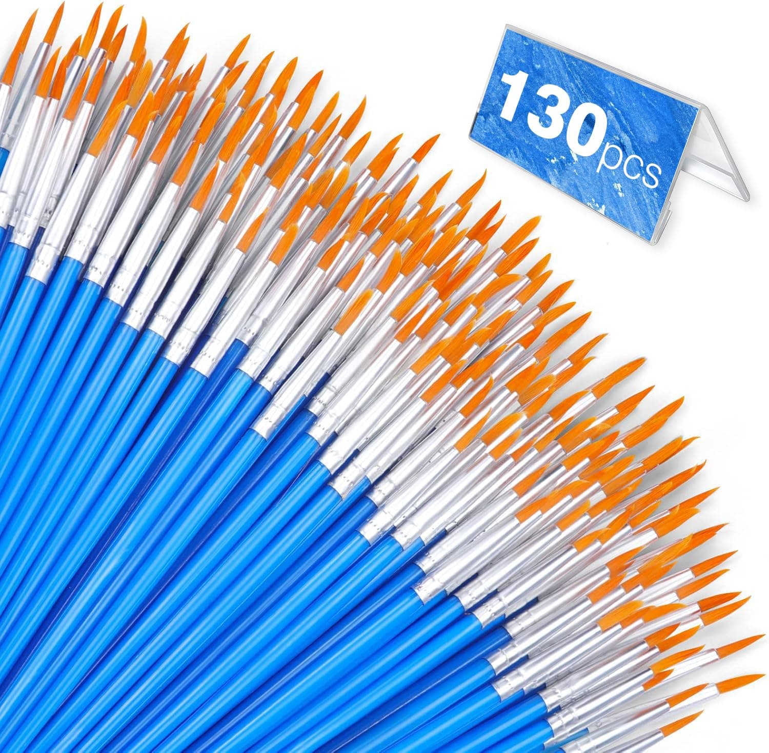 Small Paint Brushes Bulk,130pcs Nylon Hair Round Detail Brushes for Classroom Model Oil Watercolor Face Acrylic Painting,Acrylic Paint Brushes Professional Artist and Kids Painting Kits