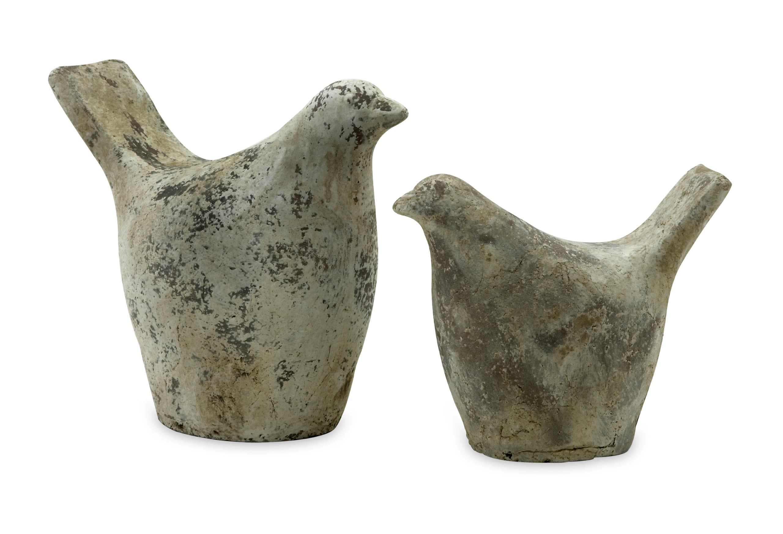 Rustic Concrete Dove Garden Statues Sculpture - Set of 2