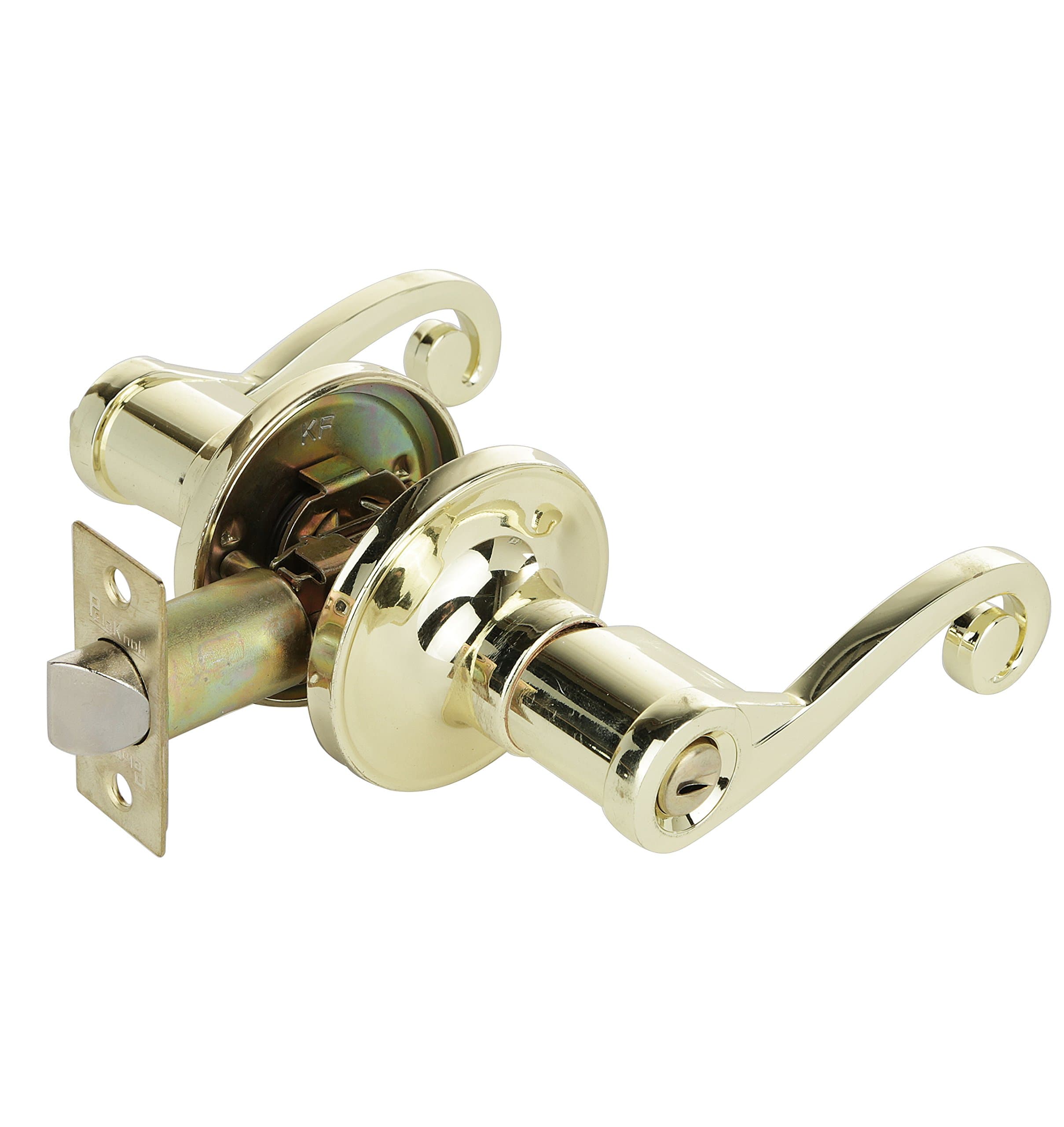 3684GPBK Scroll Style Lever Handle Privacy Lock (Polished Brass)