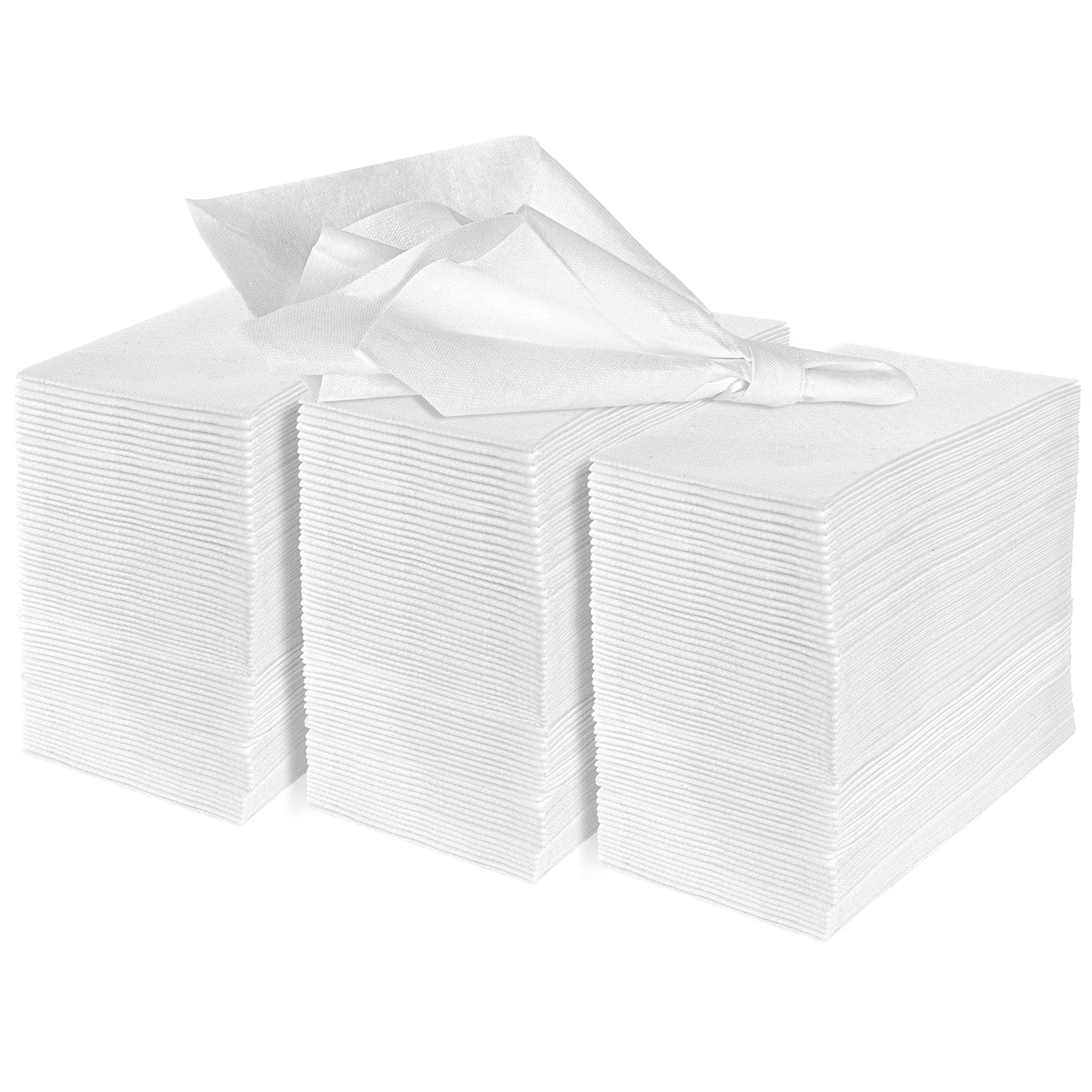Disposable Guest Towels Paper Napkins (200 Pack) Soft, Absorbent, Airlaid Linen-Like Bath Tissue for Kitchen, Bathroom or Weddings, White Cloth-Like Hand Towel