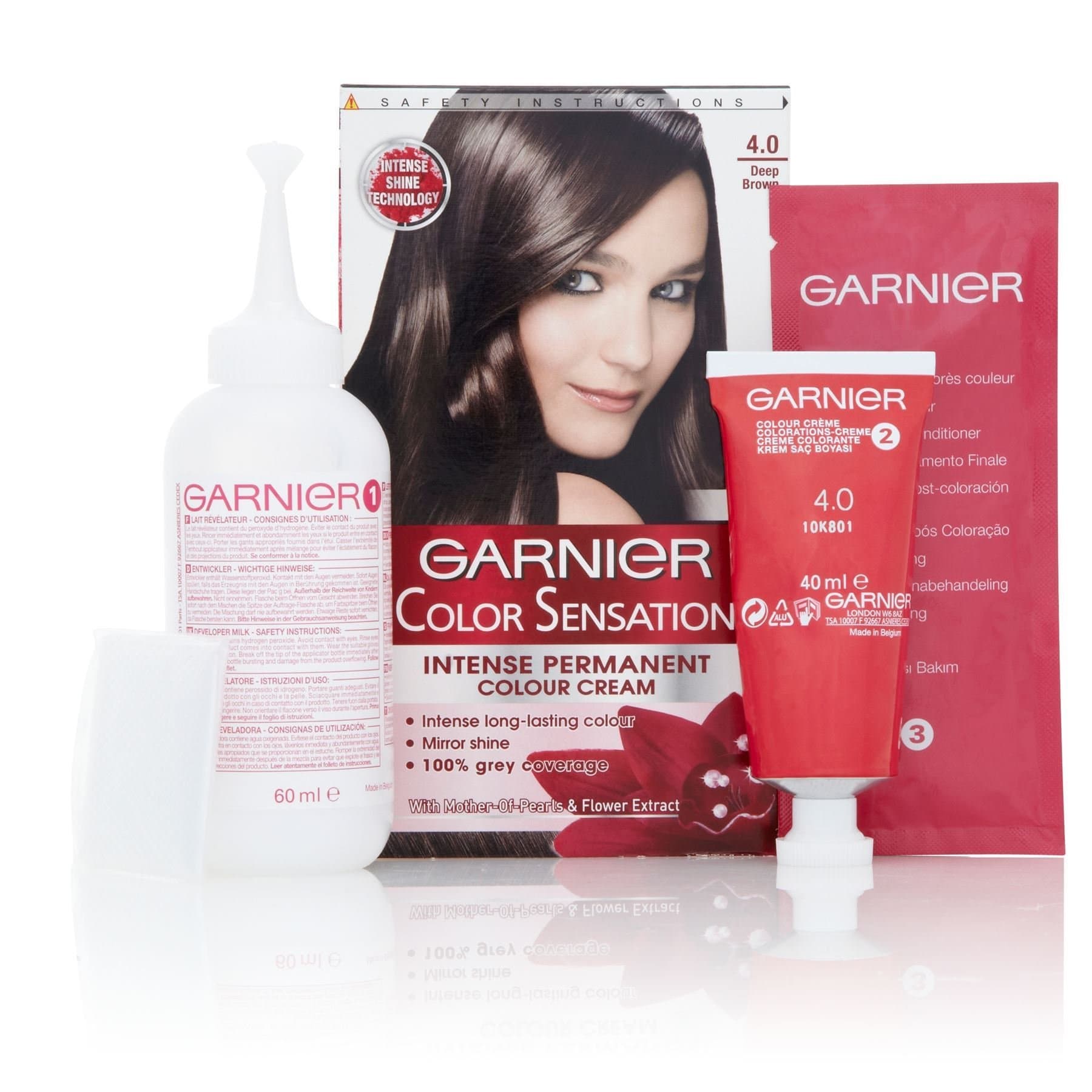 3 x Garnier Color Sensation Intense Permanent Colour Cream 4.0 Deep Brown