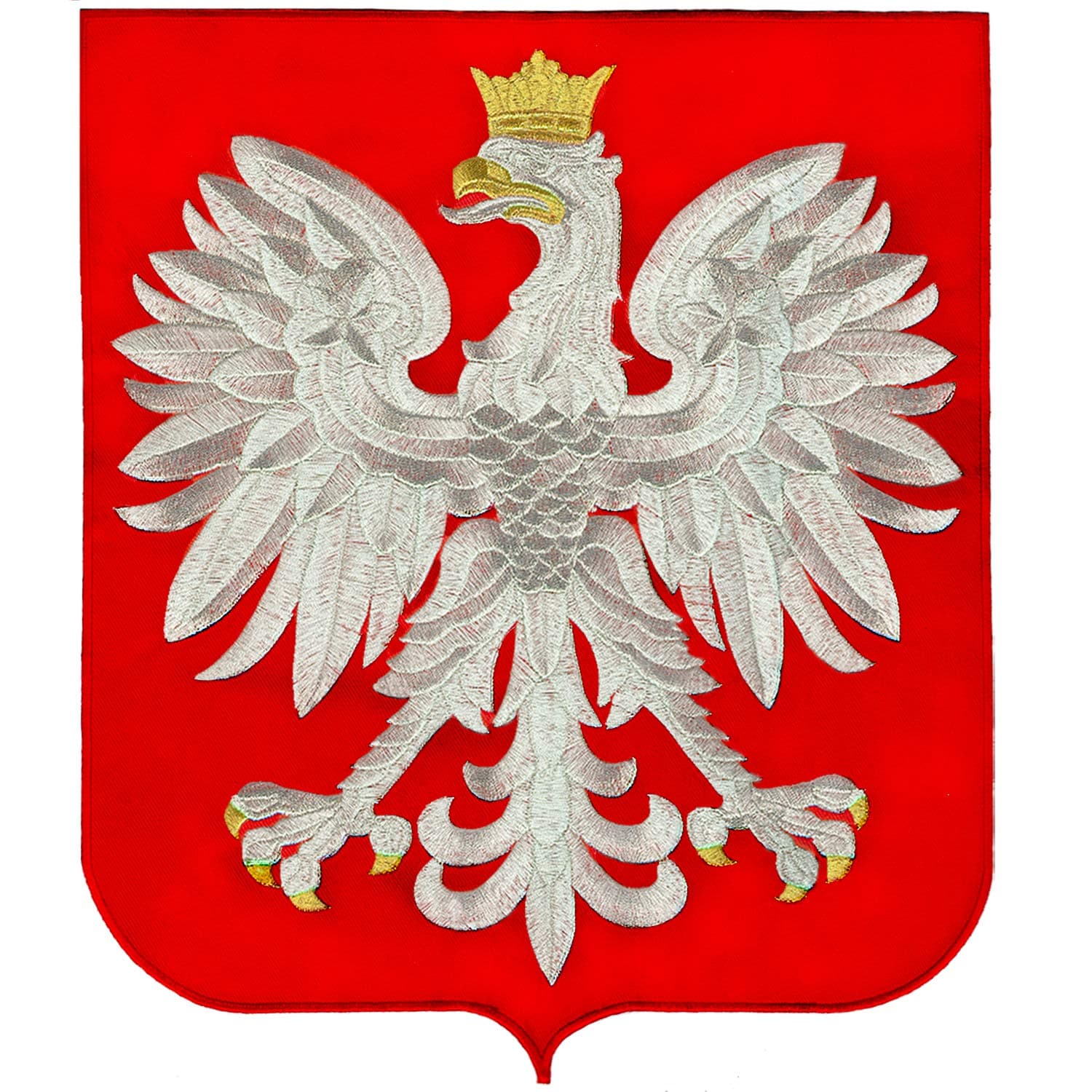 Large Poland Eagle Polska Polish Crest Silver Metallic Embroidered Iron-on Patch Big Size 11.6" x 10" Best Embroidery Heritage Artwork for Jacket Pillowcase Bag Wall Decor etc