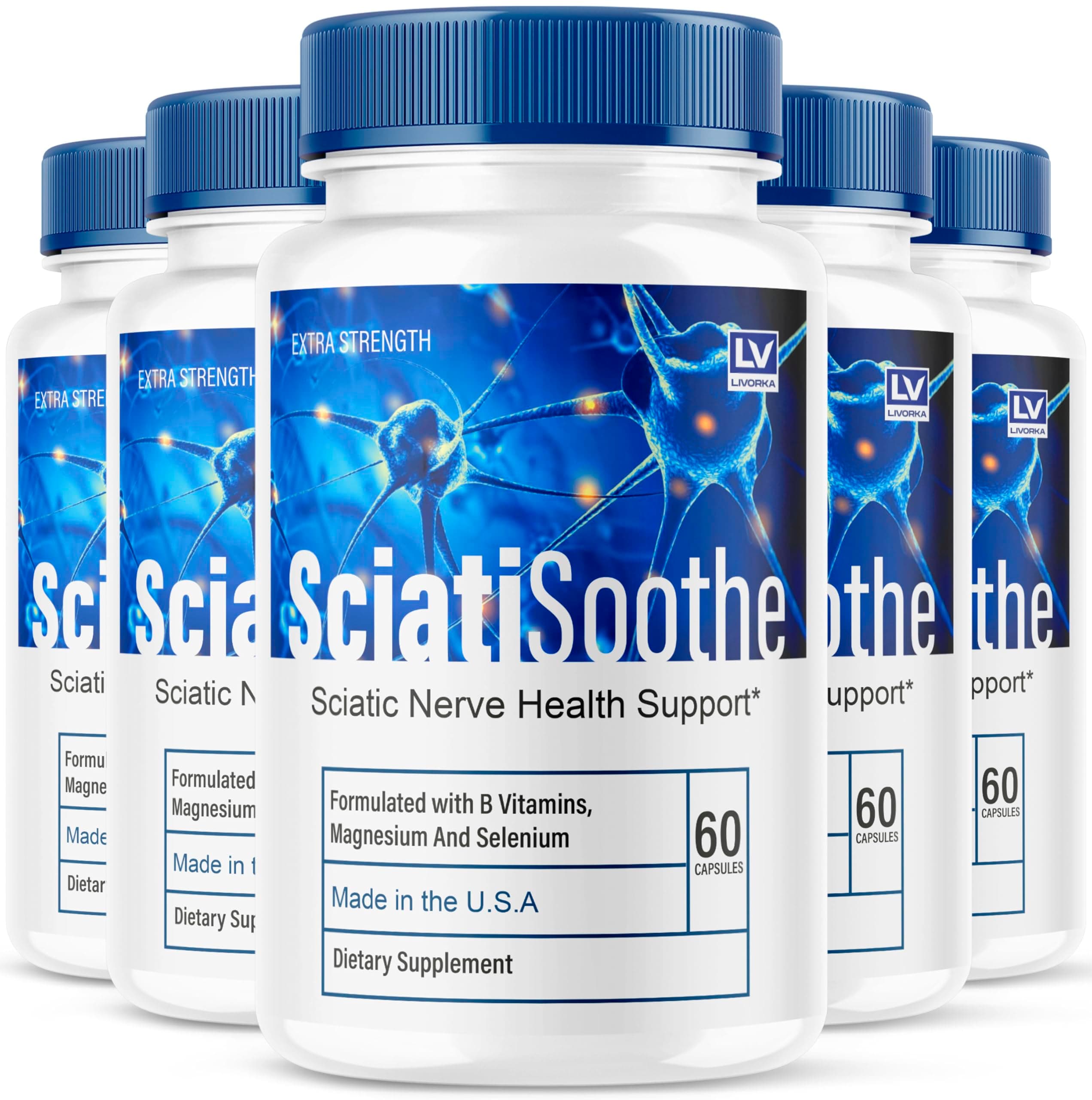 - (5 Pack Sciatisoothe - Sciatisoothe Vitamins, Sciatisooth, Sciati Soothe Supplement, Sciati Soothe Capsules, Sciatic Sooth, 300 Capsules for 5 Months