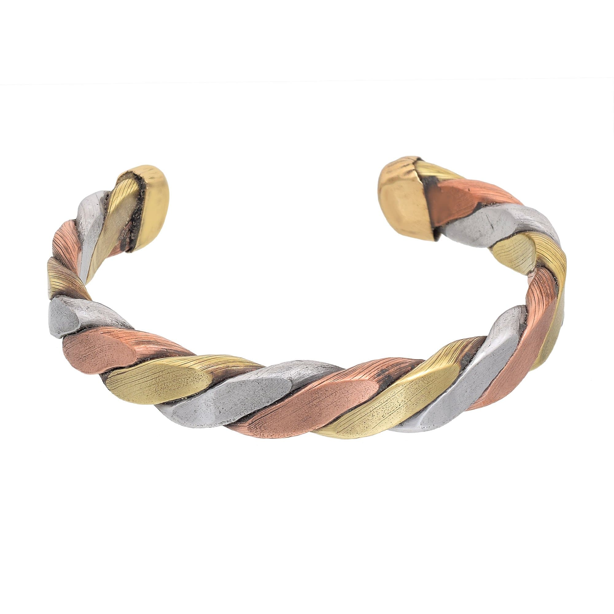 Memoir Brass and Copper Mix metal, flat design, health benificial free size Bangle, Bracelet, Kada Men Women