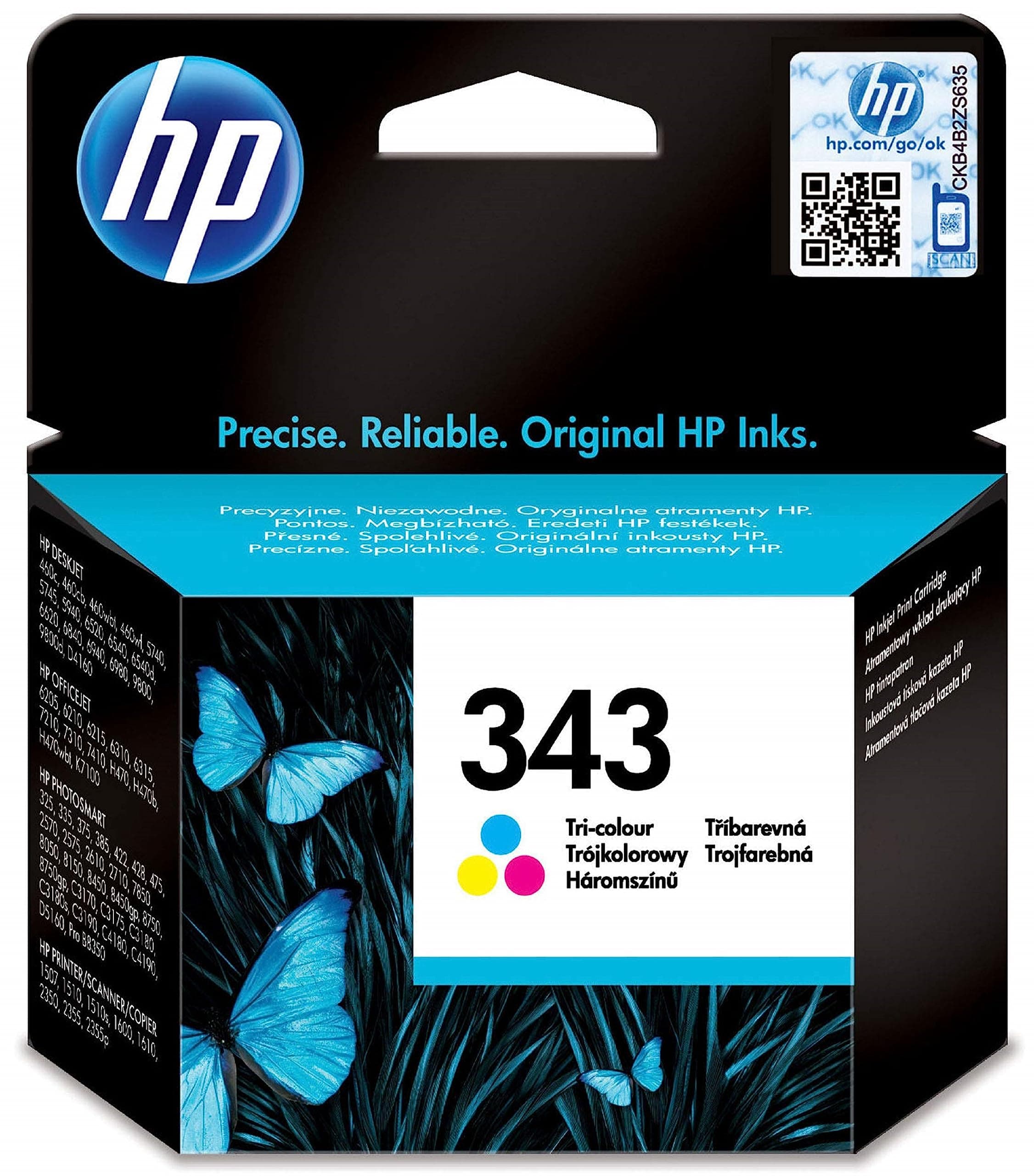 C8766EE 343 Original Ink Cartridge, Tri-Colour, Single Pack