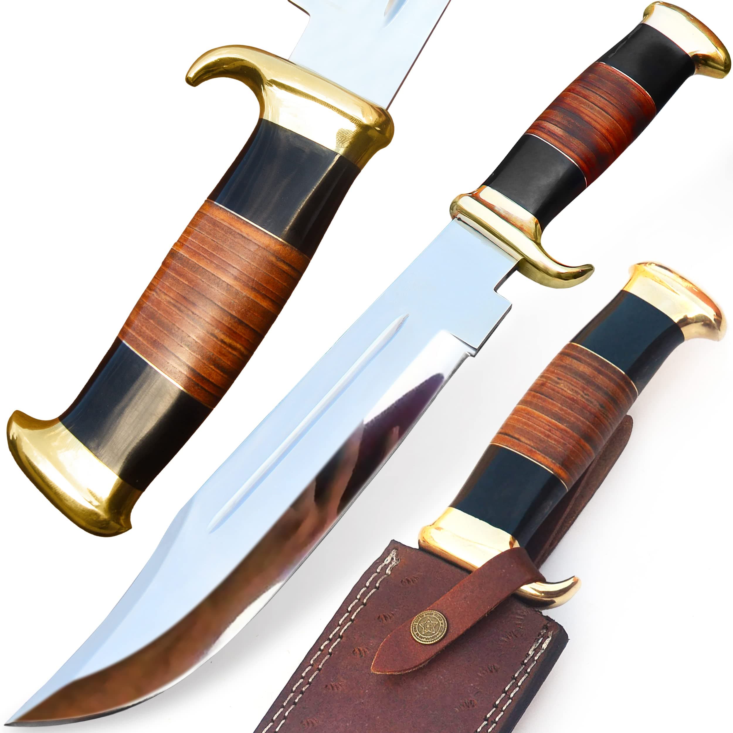 Large Bowie Knife With Sheath - 18 inch Dundee d2 steel knife, buffalo horn handle fixed blade knife with sheath, large bowie knife with sheath Best Bowie knife For Men EL2000