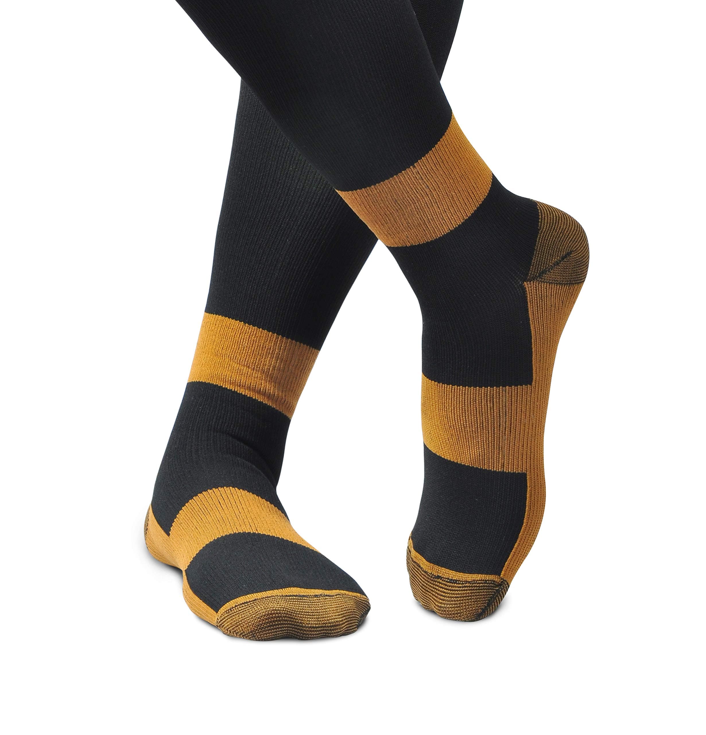 MELERIO Copper Compression Socks for Men Women (4 Pairs)- 15-20 mmhg Comfortable for Circulation, Nursing and Anti-Fatigue