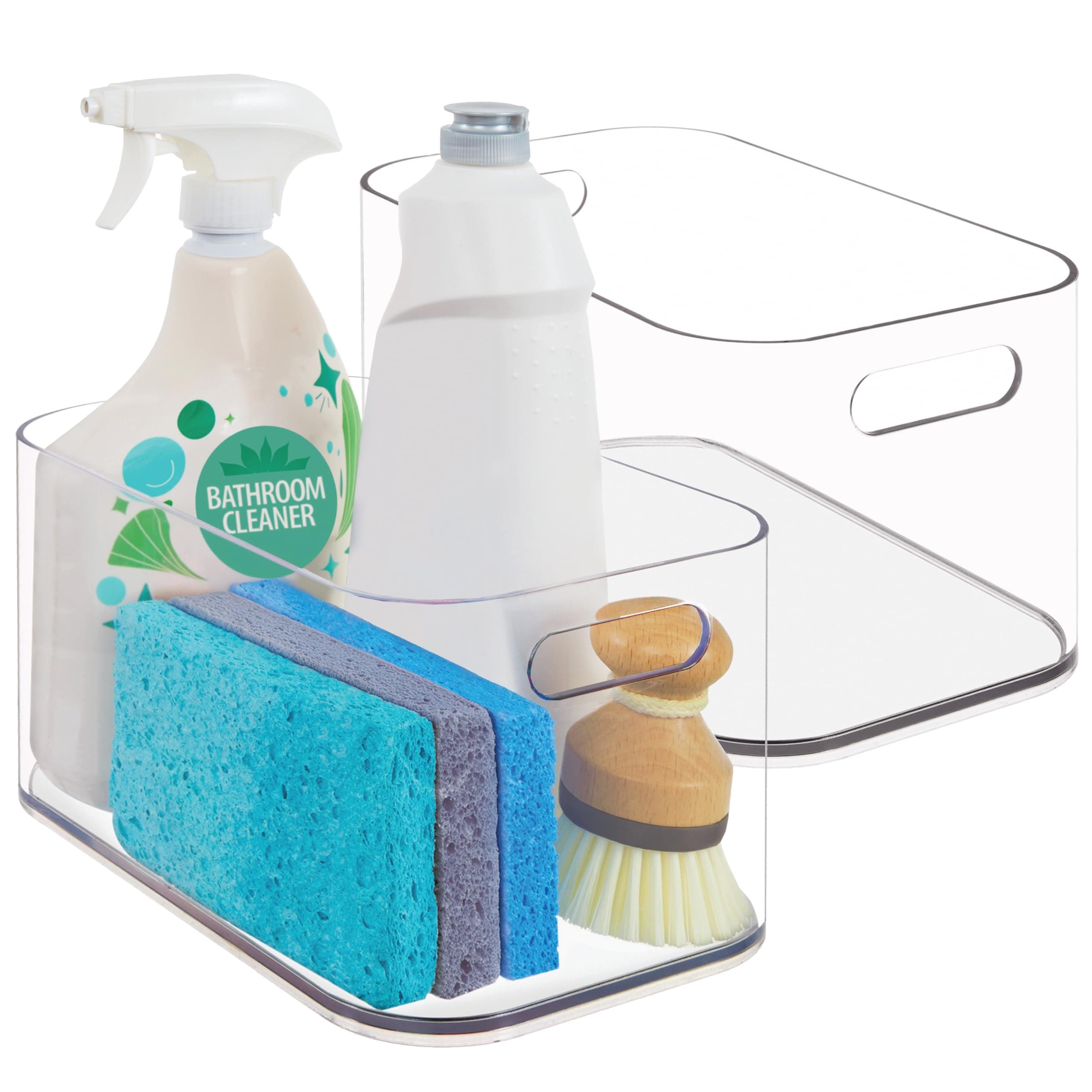 STORi Bliss 10" x 6" Open Compartment Clear Plastic Organizer (Set of 2) | Rectangular Makeup & Vanity Container & Pantry Storage Bin with Pass-Through Handles | Round Corner Design | Made in USA