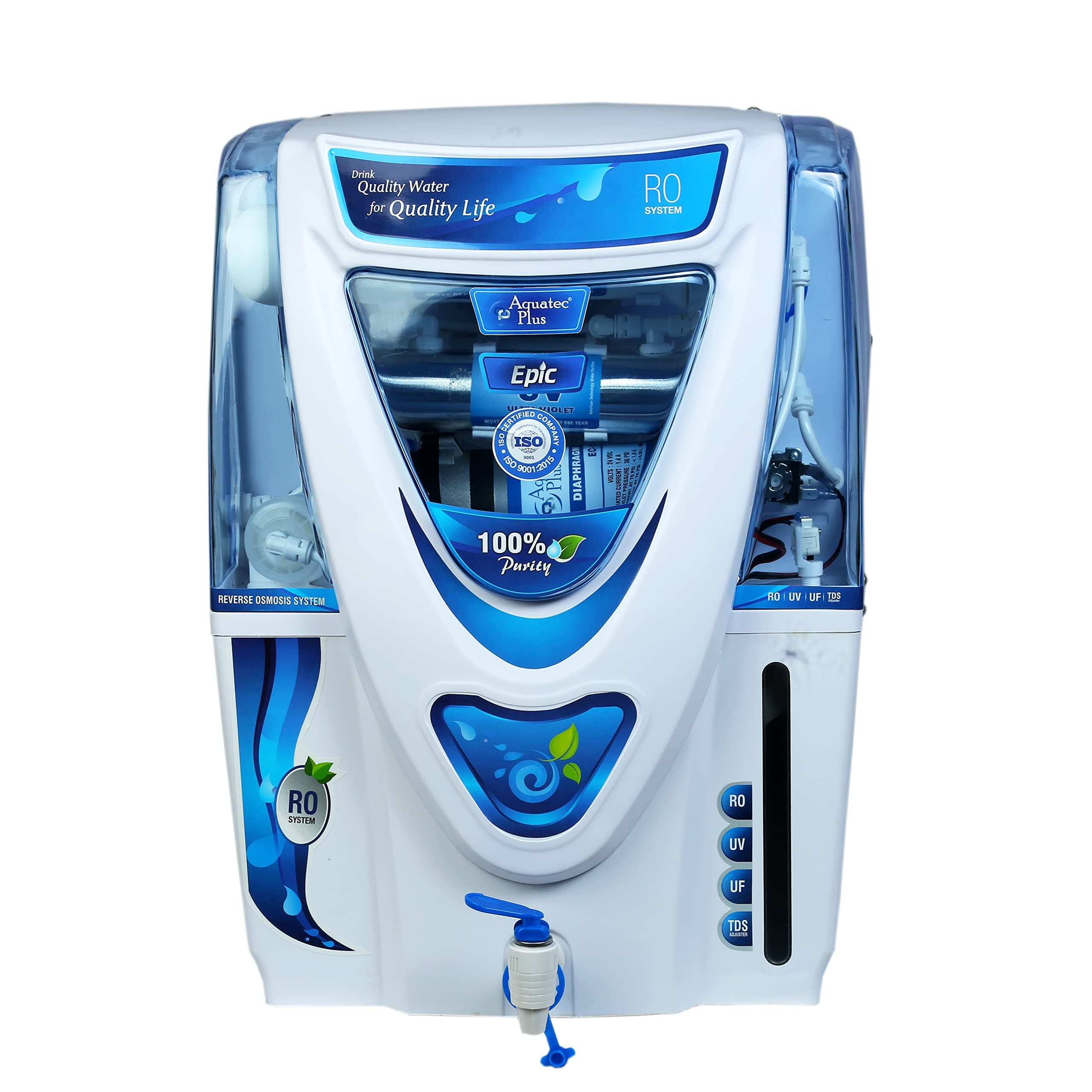 Epic 15L RO+UV+UF+TDS Water Purifier for Home (White) Work Up to 2500 TDS