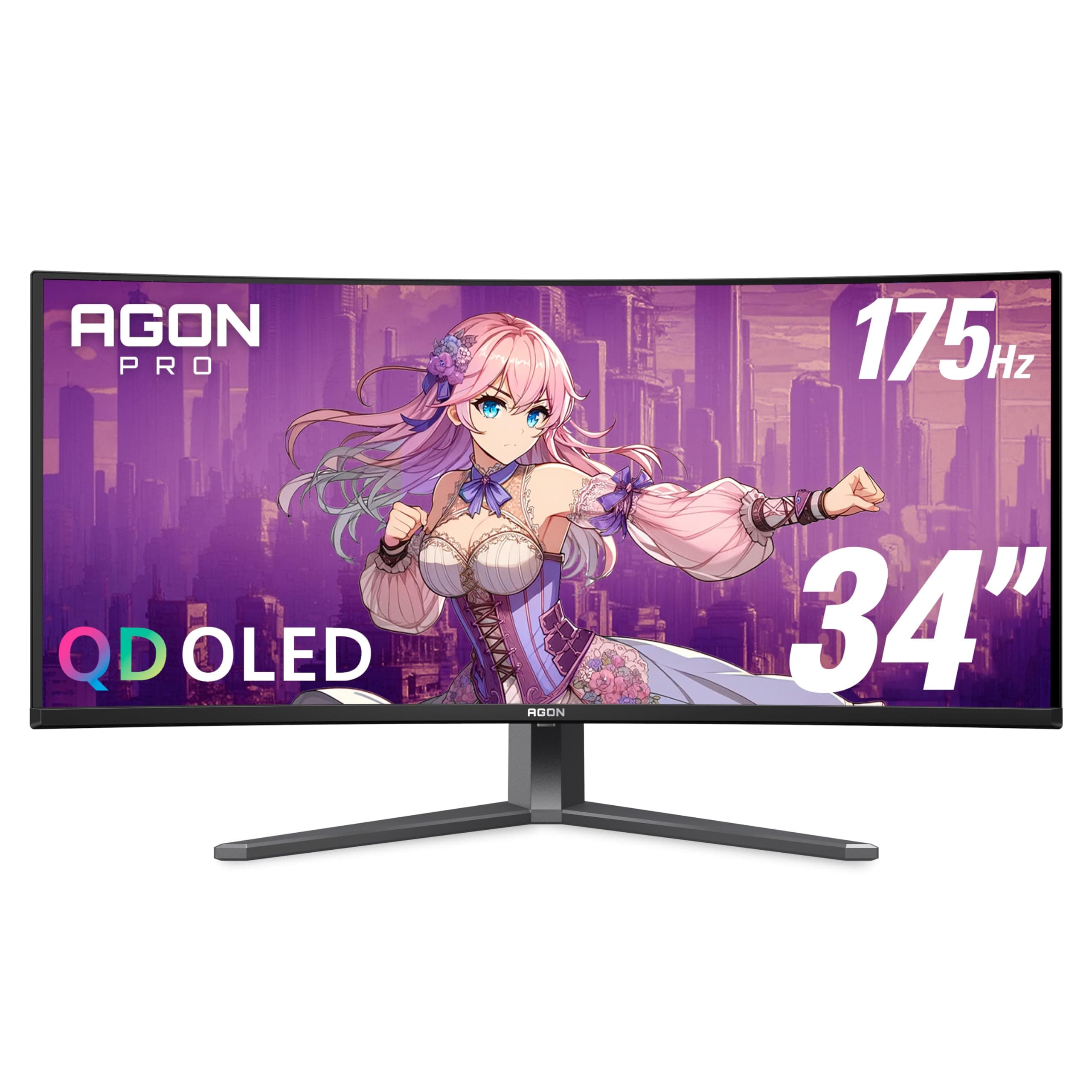 Agon PRO AG346UCD 34'' Ultra Wide Curved QD OLED Gaming Monitor, 21:9 WQHD 3440x1440, 175Hz 0.03ms, G-Sync Compatible, HDR 400 True Black, USB 3.2, Height Adjustable, Console Gaming Ready