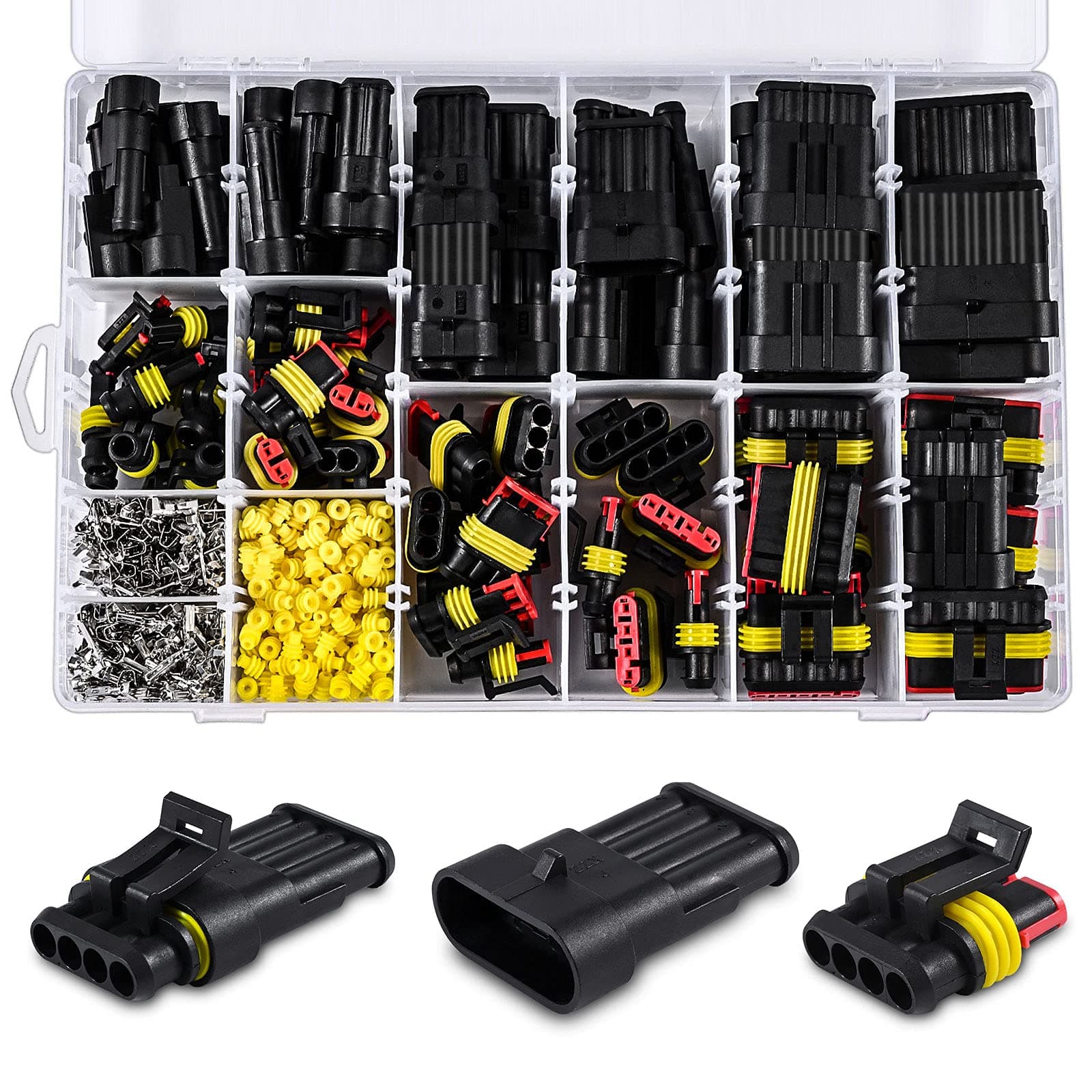 YASUOA 708 Pieces Waterproof Motorcycle Car Electrical Wire Connector Terminals, Automotive Electrical Connectors Plug Kit, 1 2 3 4 5 6 Pin Truck Harness Plug Car Spark Plug Connector for Car, Truck