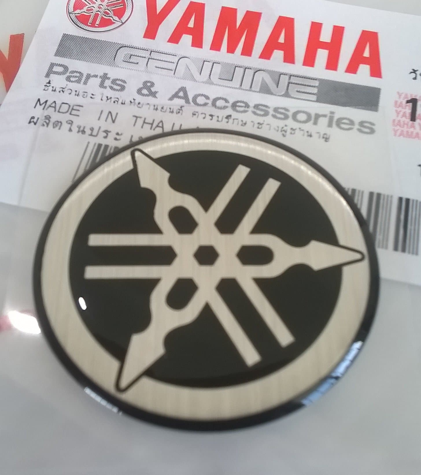 30MM Diameter Yamaha Tuning Fork Decal Sticker Emblem Logo Black/Silver Raised Domed Gel Resin Self Adhesive Motorcycle/Jet Ski/ATV/Snowmobile