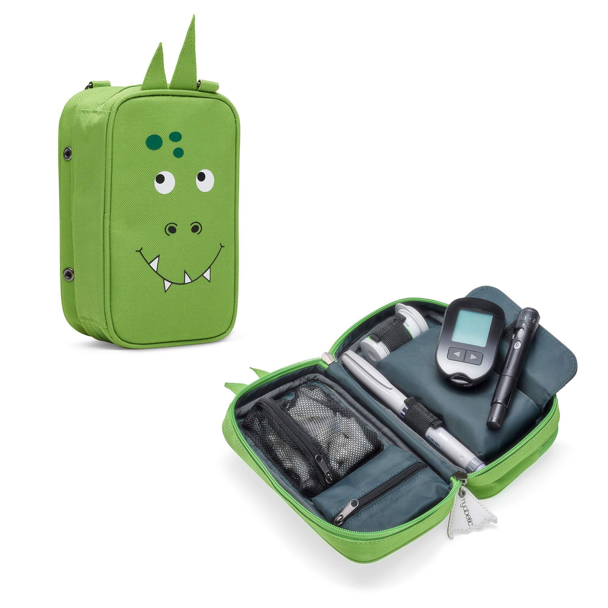 Myabetic Dinosaur Diabetes case for Glucose Meter, glucagon, Test Strips, Lancing Device