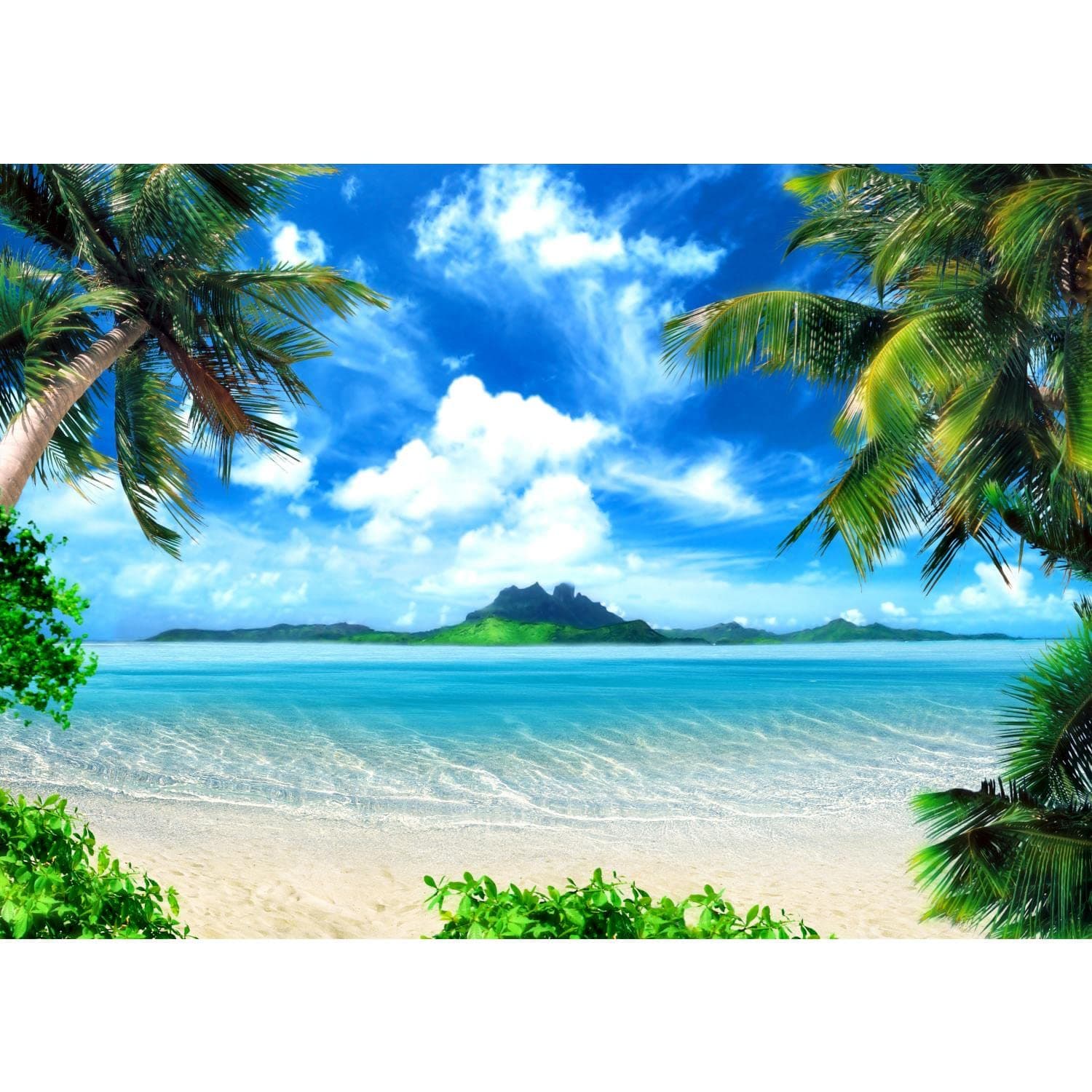 Runa Art Photo Wallpaper Beach and sea 352 x 250 cm Non-Woven Wall Art XXL Moderne Living Room Bedroom Green Blue 9004011a