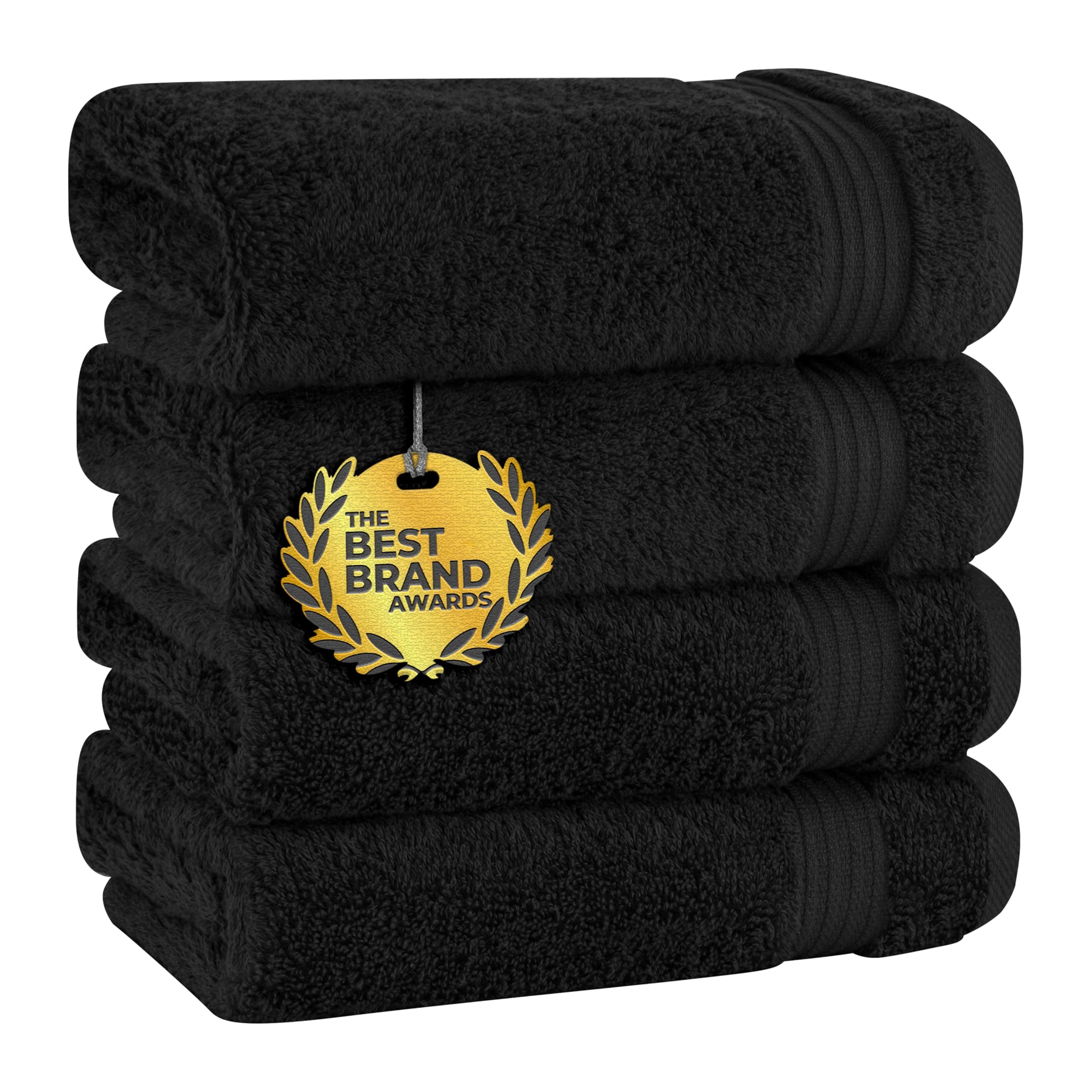 Cotton Paradise Hand Towels for Bathroom, 100% Cotton Turkish 4 Piece Hand Towel Set, Soft Absorbent Face Towels, Black Hand Towels