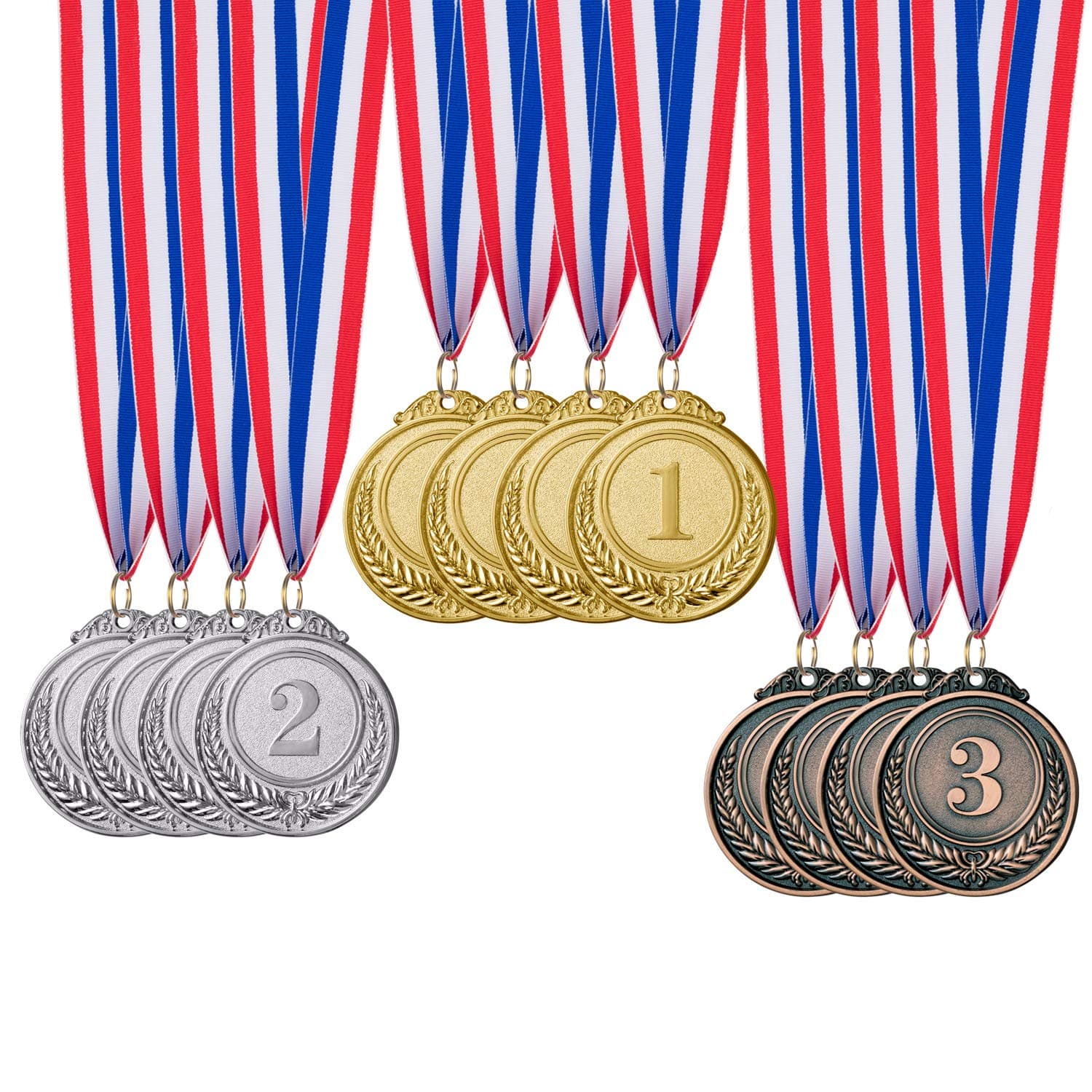 12 Pieces Gold Silver Bronze Award Medals-Winner Medals Gold Silver Bronze Prizes for Competitions, Party,Olympic Style, 2 Inches