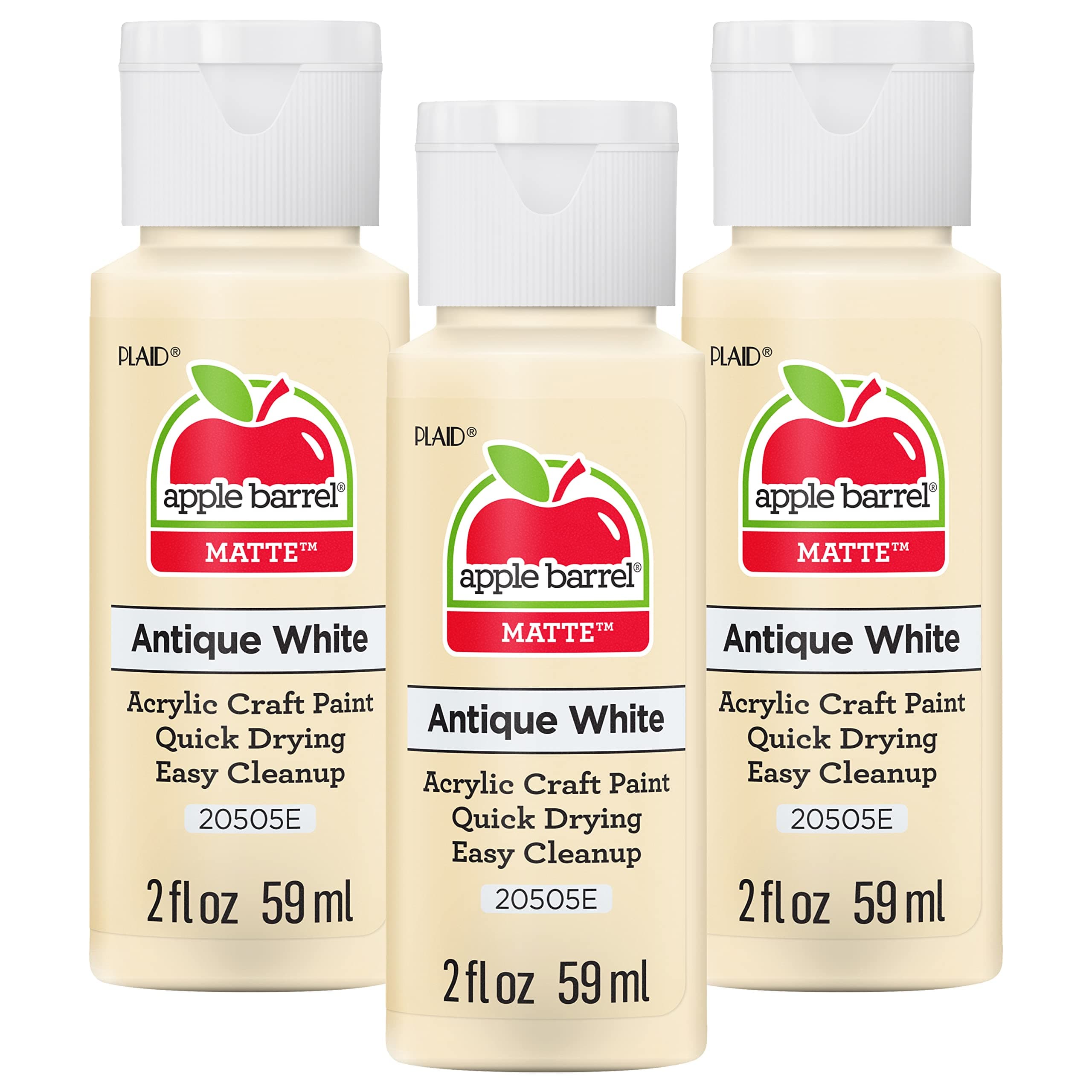 Apple Barrel Acrylic Paint, Antique White (Pack of 3) 2 oz, 20505EA
