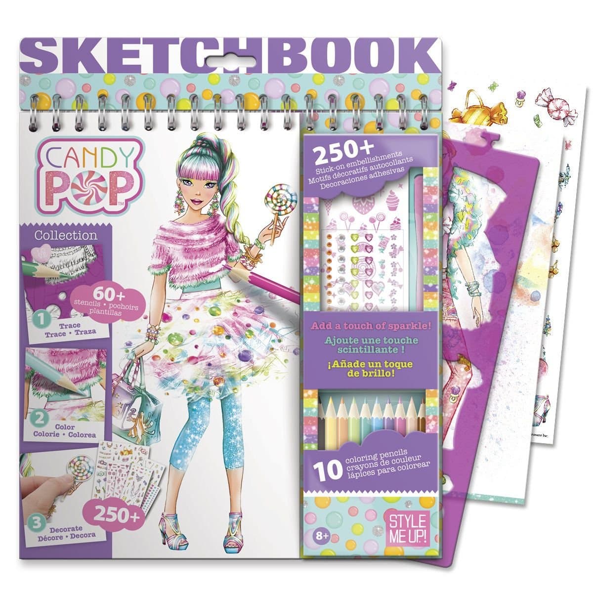 Style Me Up - SMU-1424 - Fashion Design Sketch Book. DIY Colouring, Painting Set - Candy Pop Collection
