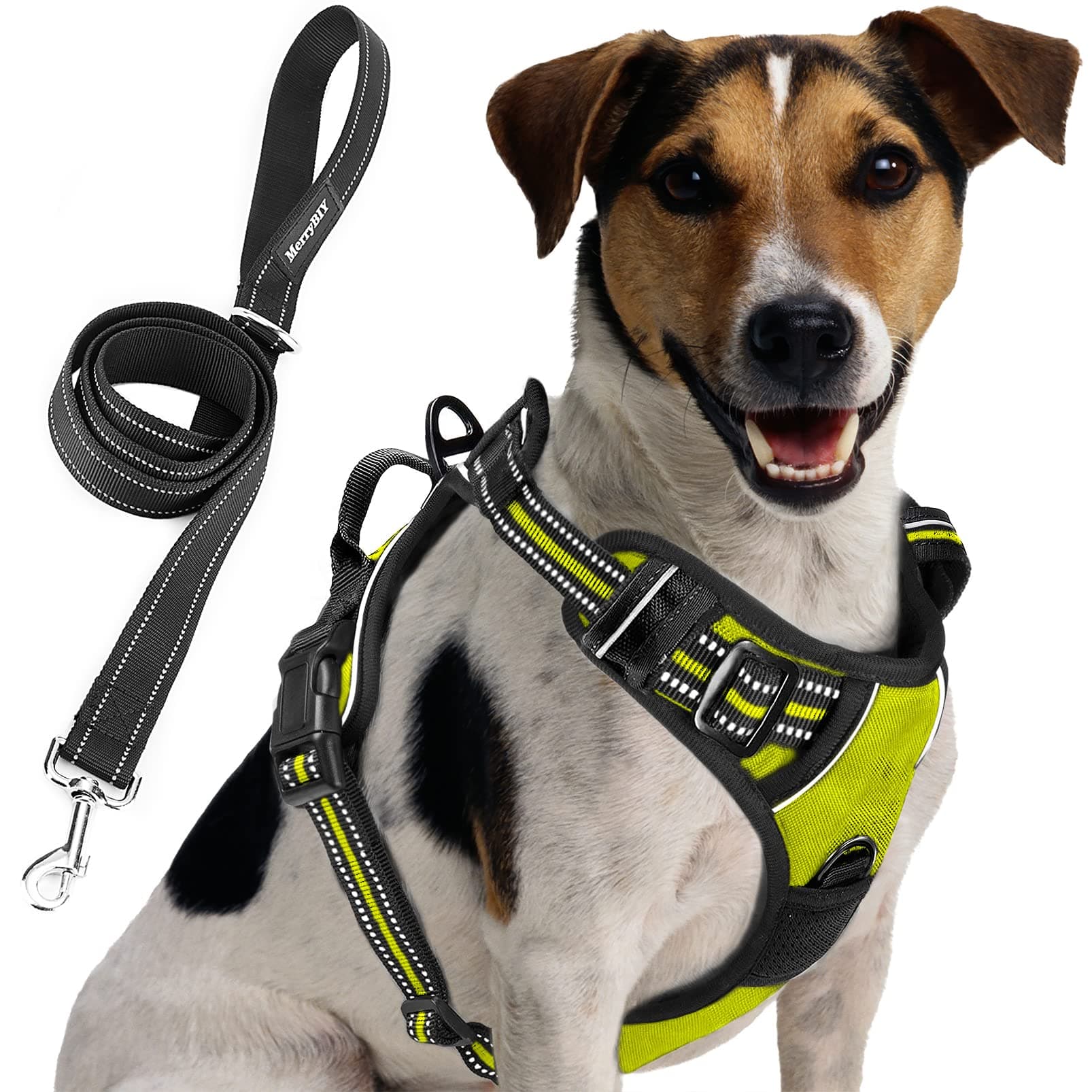 MerryBIY Dog Harness, No Pull Dog Harness Reflective Adjustable Vest with Handle& Front and Back Lead Attachments Padded Puppy Pet Outdoor Chest Harness for Small Medium Large Dogs Training Walking