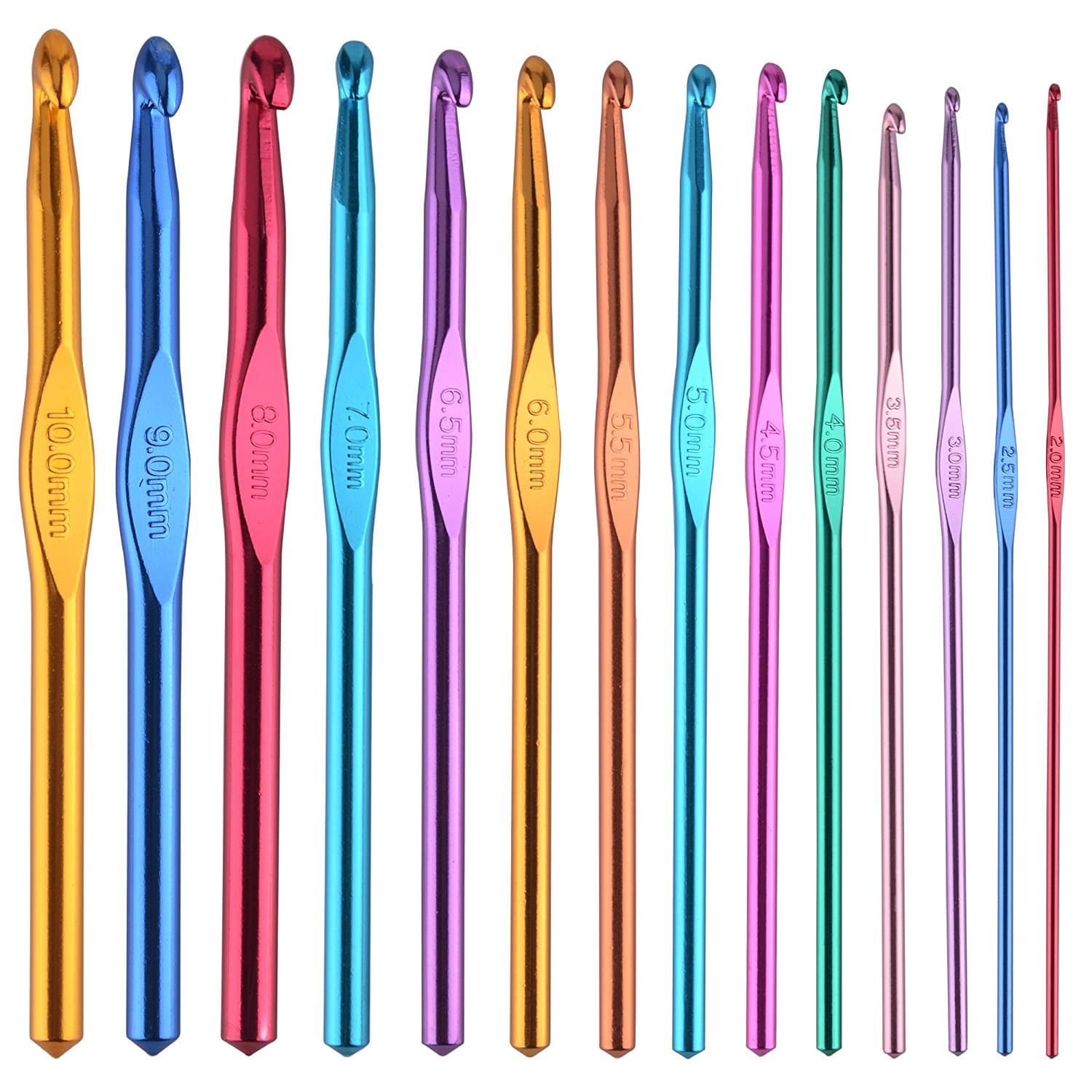 14 pcs Multicolor Aluminum Crochet Hooks Knitting Needles Craft Yarn 2-10mm …